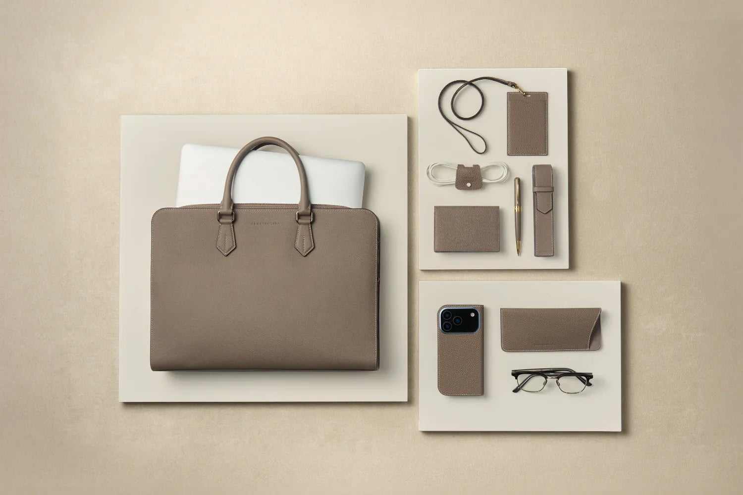 Business essentials made of luxury shrink leather