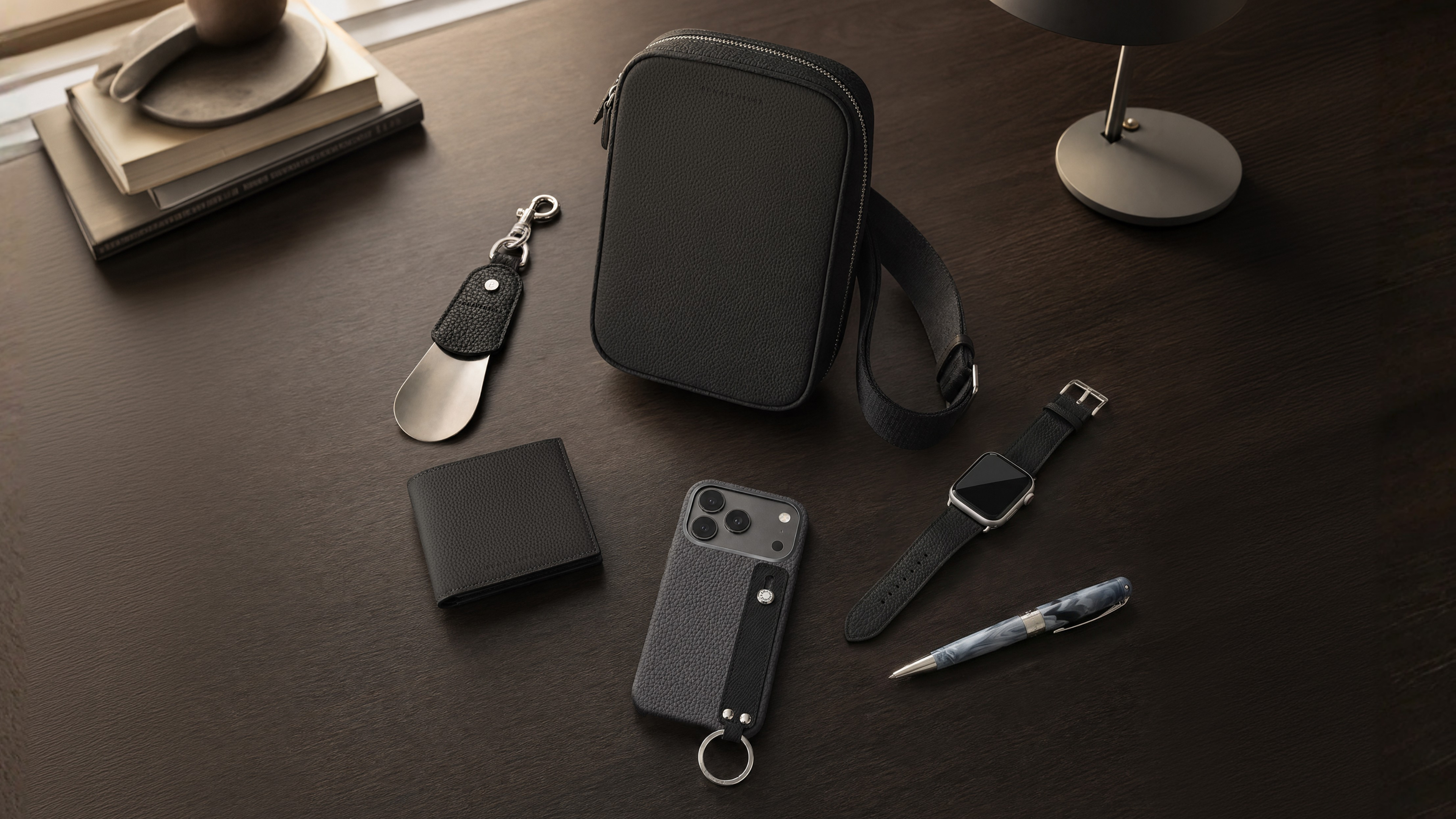 Timeless Black Leather pieces from premium full-grain shrink leather