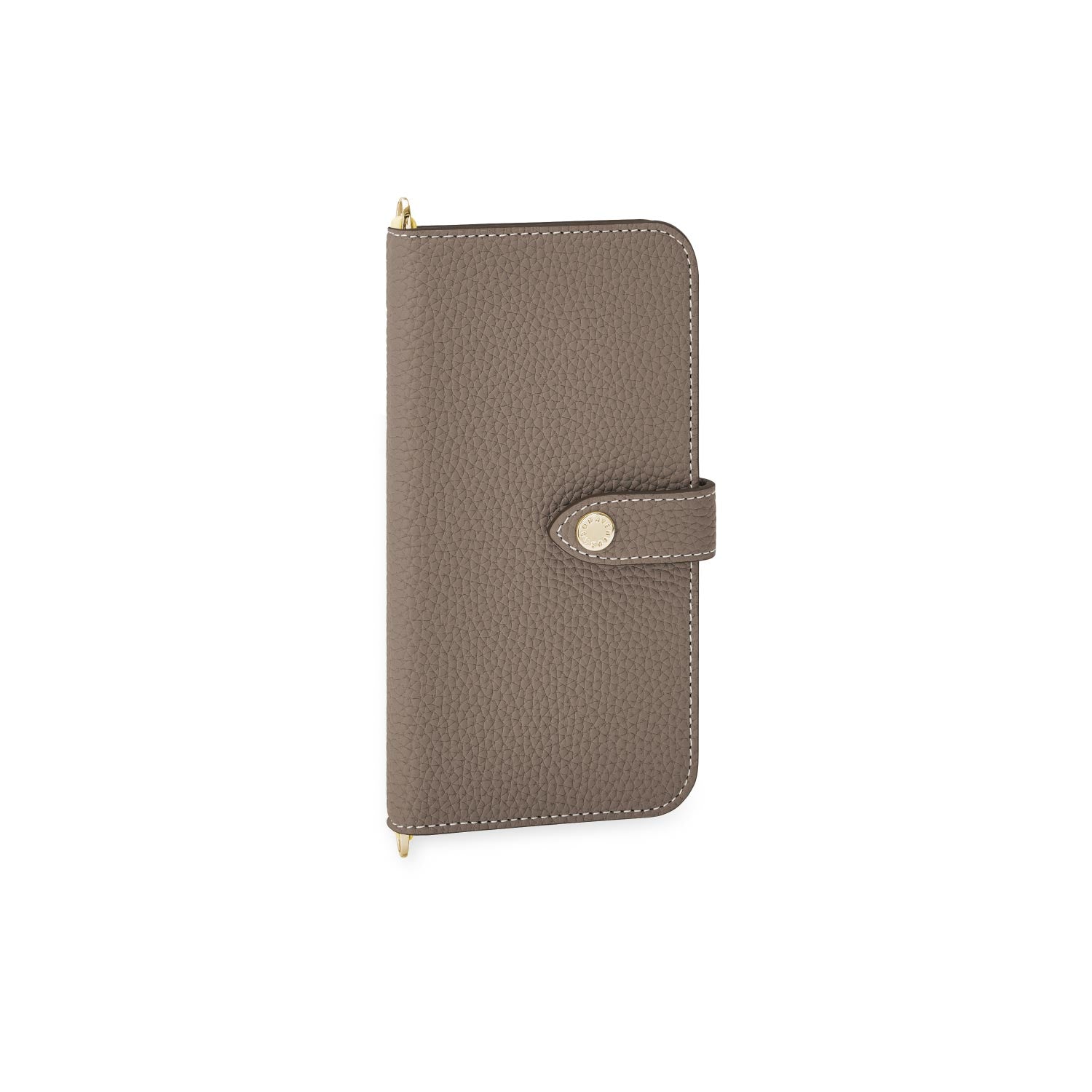 iPhone 13 Belted Diary Case Shrink Leather (Etoupe × Yellow)