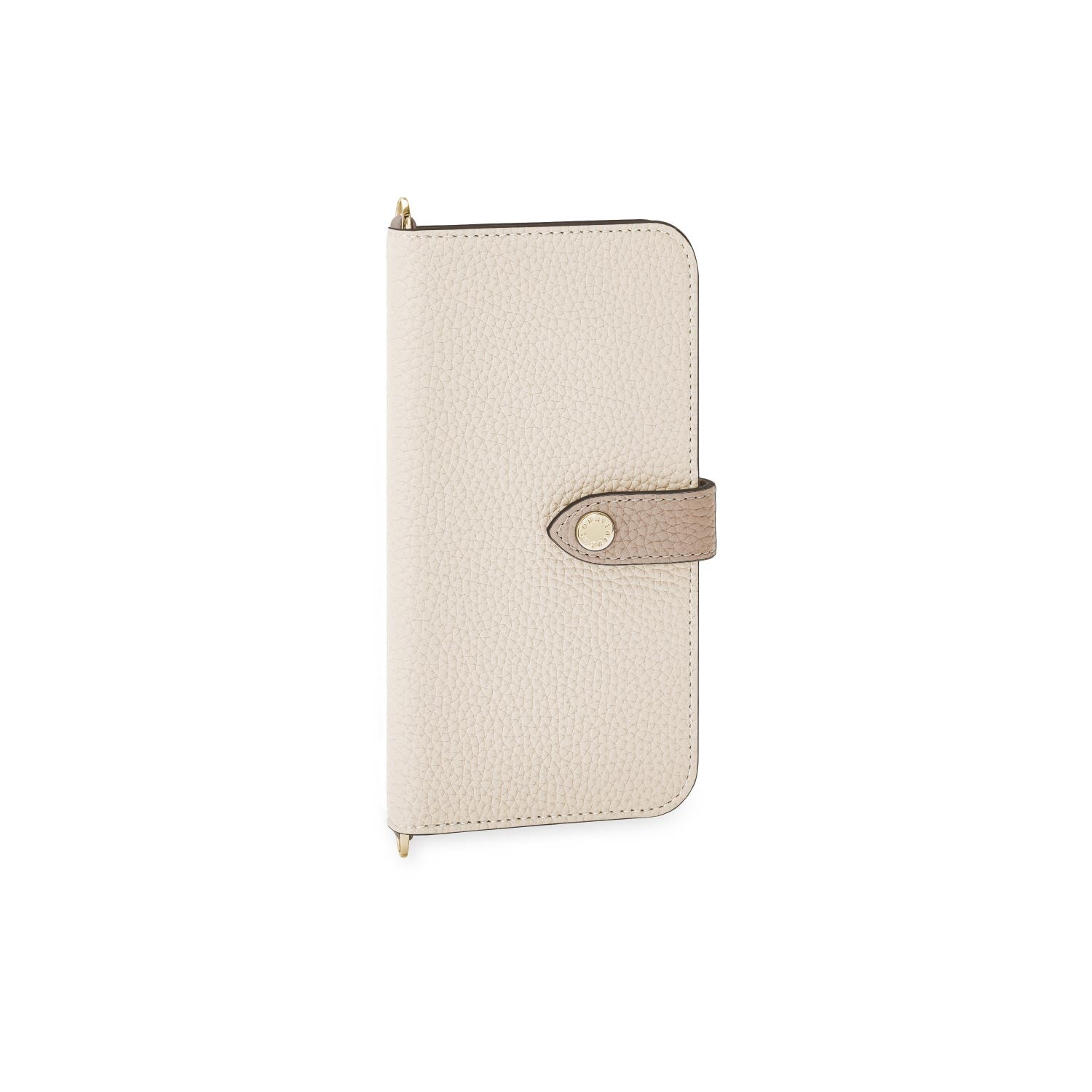 iPhone 13 Pro Belted Diary Case Shrink Leather (Ivory × Etoupe)