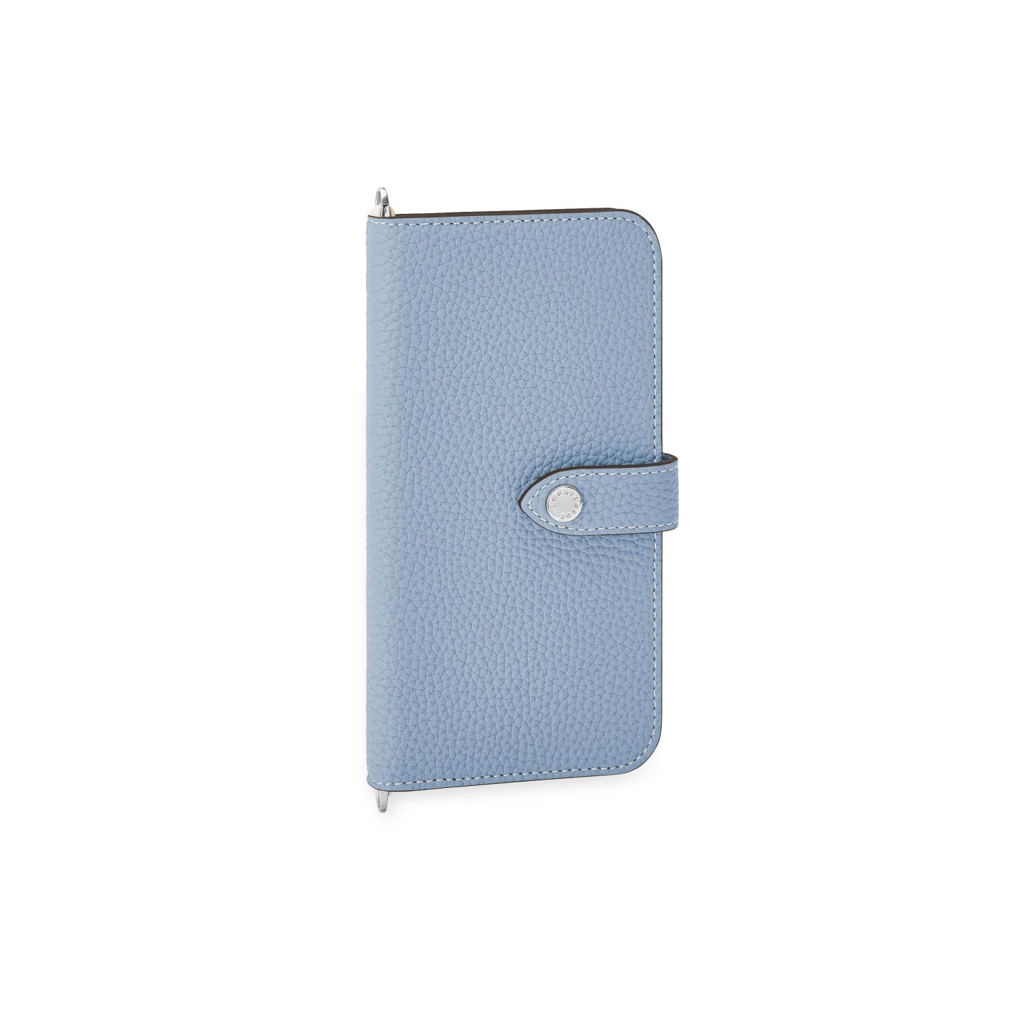 iPhone 14 Plus Belted Diary Case Shrink Leather (Ice Blue × Ivory)