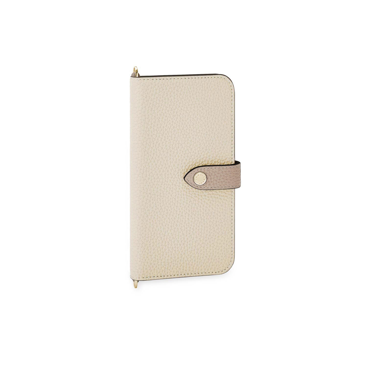 iPhone 14 Plus Belted Diary Case Shrink Leather (Ivory × Etoupe)