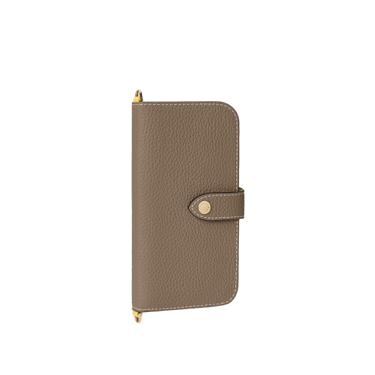 iPhone 18 Pro Max Belted Diary Case Shrink Leather (Etoupe × Yellow)