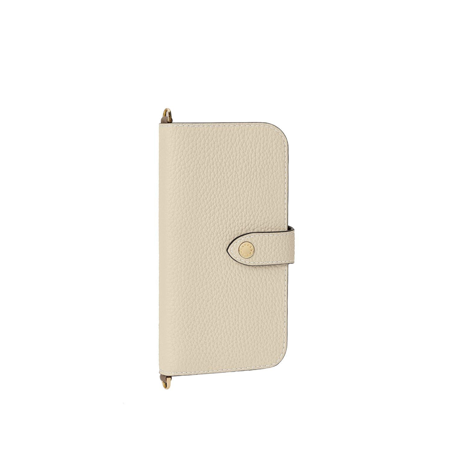 iPhone 16 Pro Max Belted Diary Case Shrink Leather (Ivory × Etoupe)