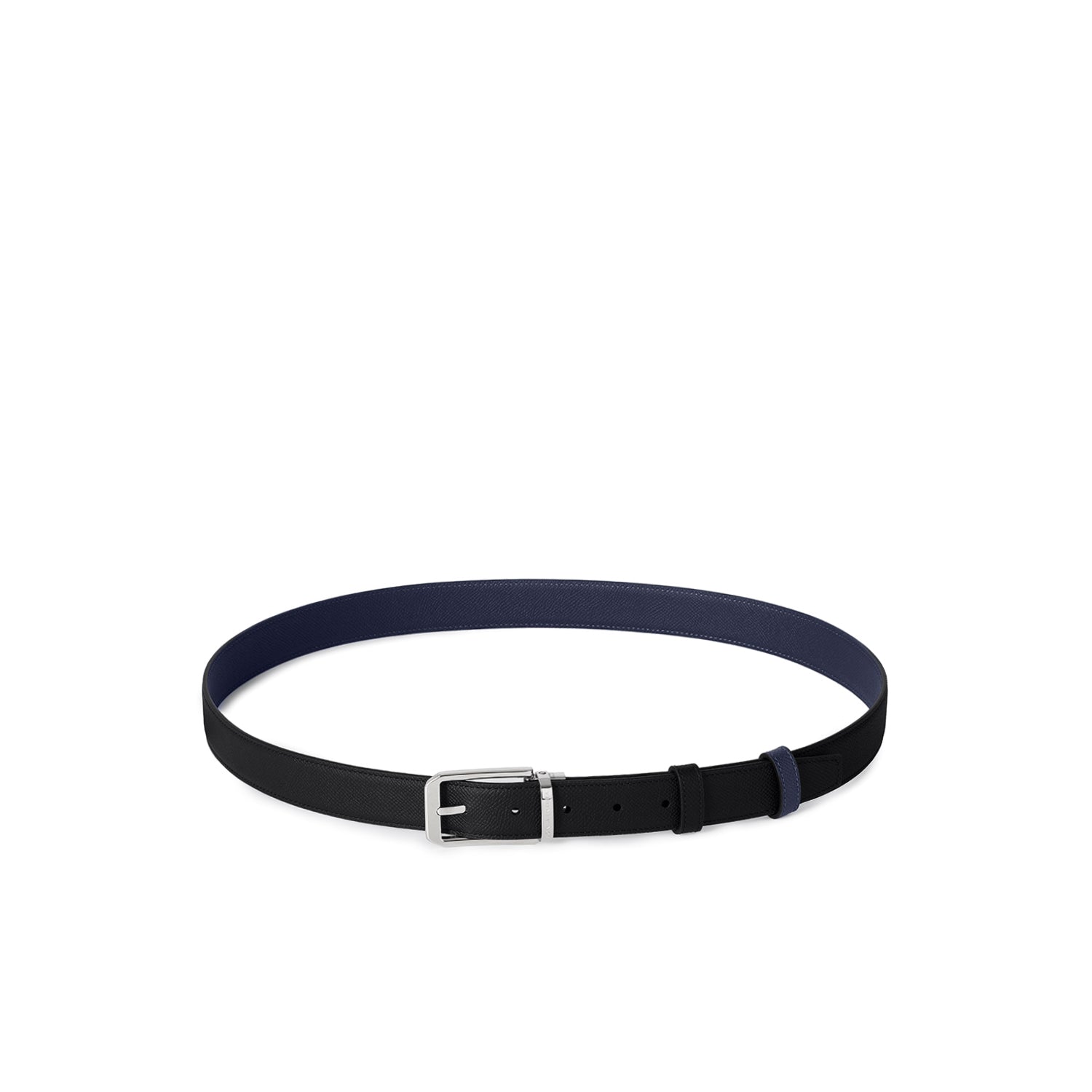 Men's Reversible Square Cut Buckle Belt (Black × Navy - Nobile Leather × Nobile Leather - 30mm)
