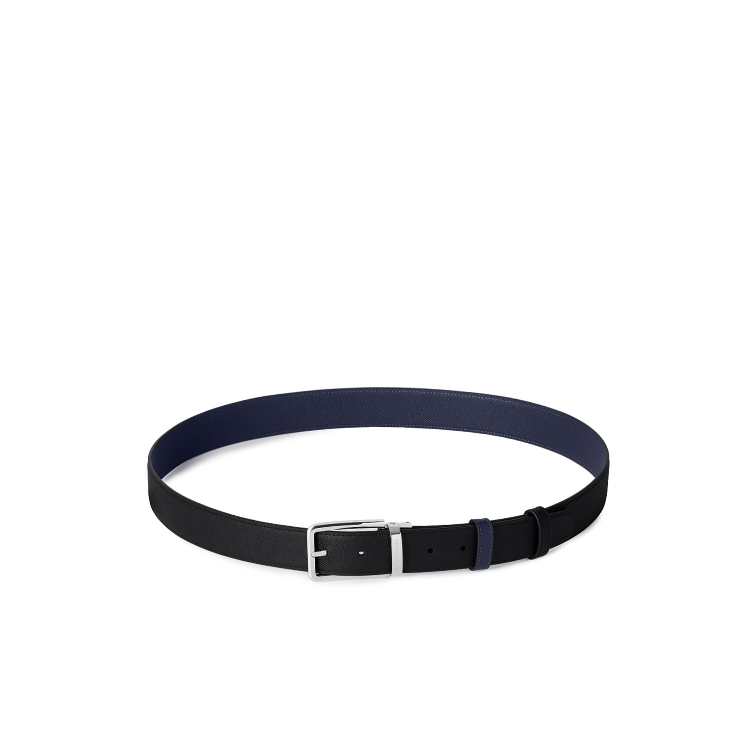 Men's Reversible Square Buckle Belt (Black × Navy - 35mm - Nobile Leather × Nobile Leather)
