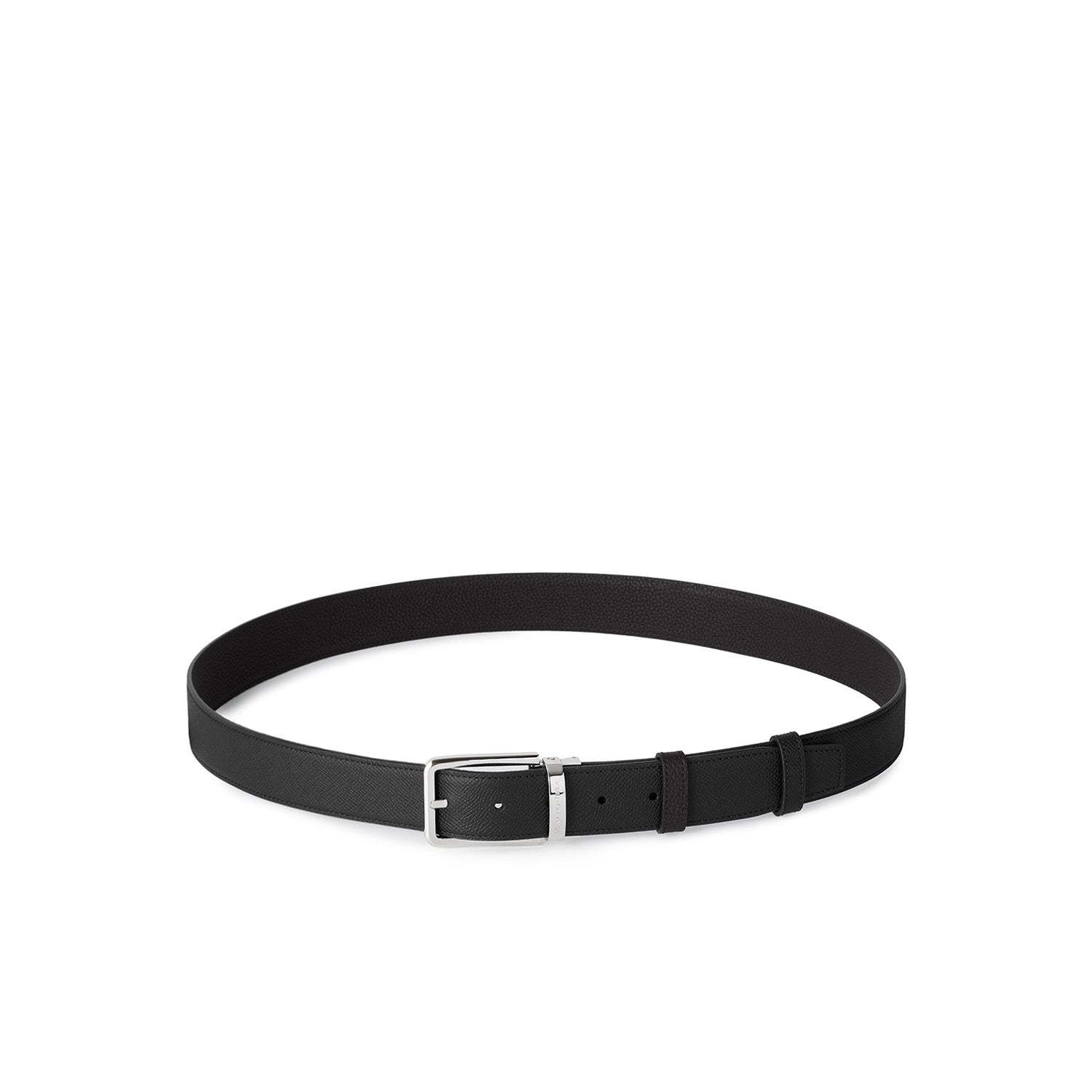 Men's Reversible Square Buckle Belt (Black × Black - 35mm - Nobile Leather × Shrink Leather)
