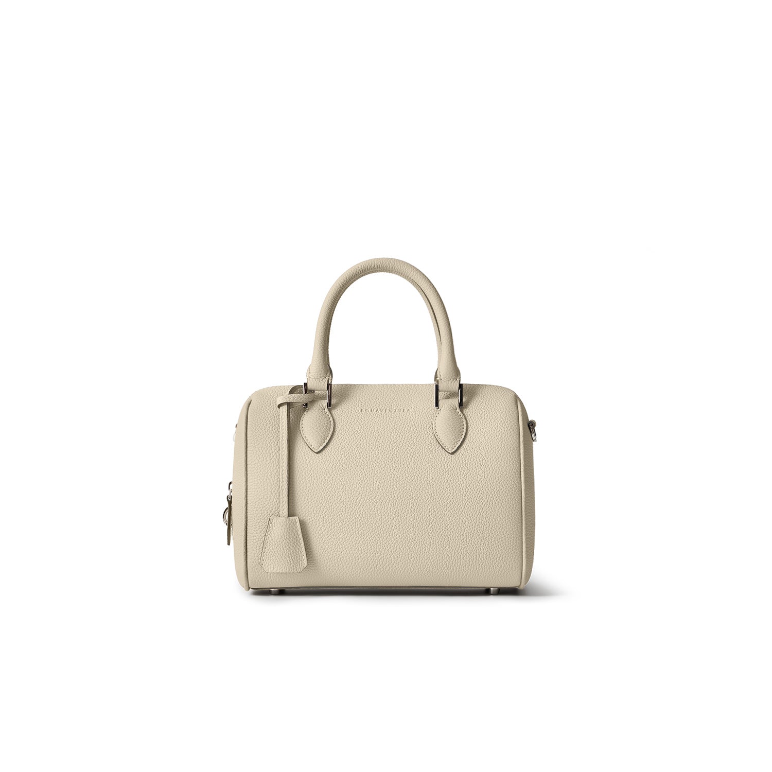 Valentina Boston Bag Shrink Leather (Ivory - Mini)