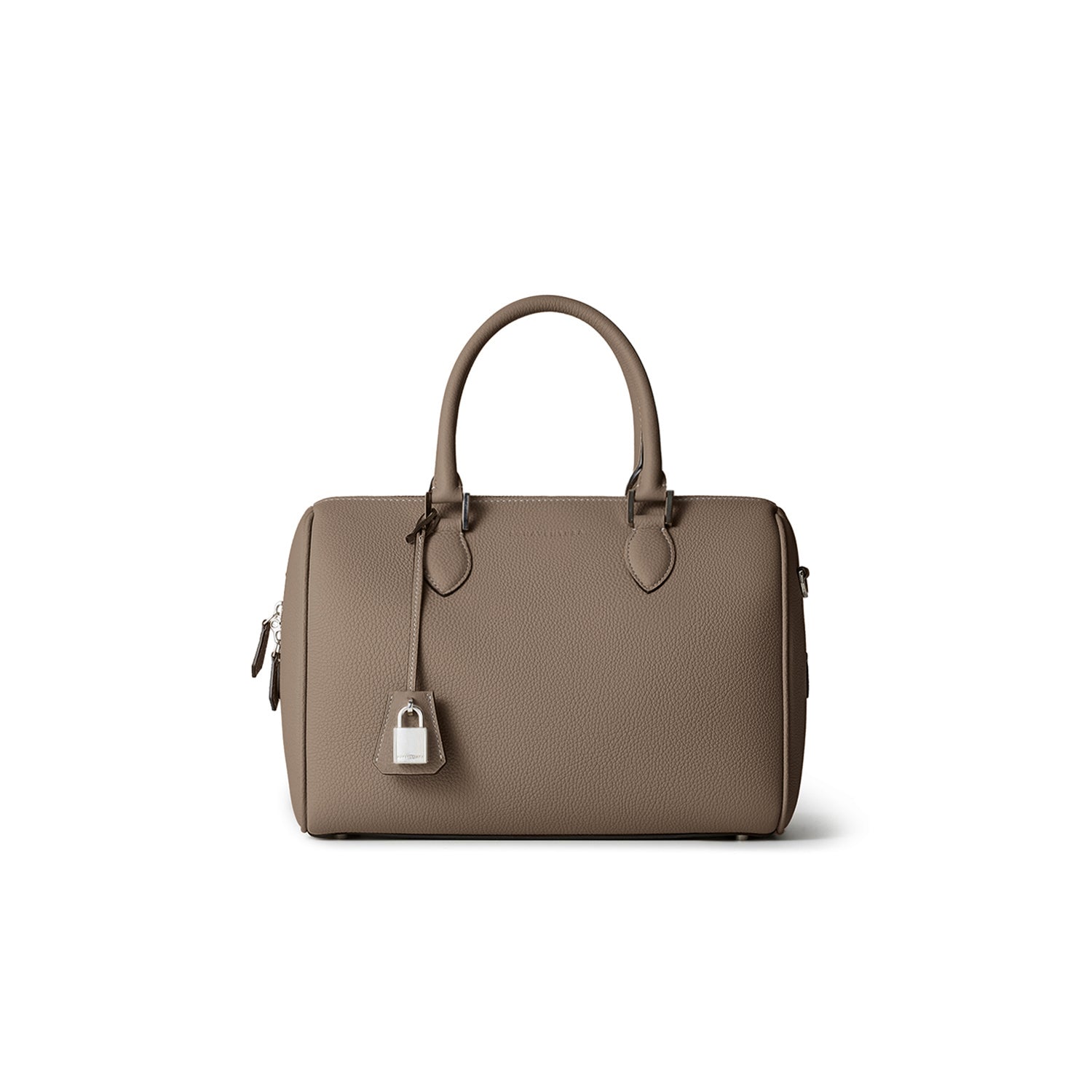 Valentina Boston Bag Shrink Leather (Etoupe - Small)