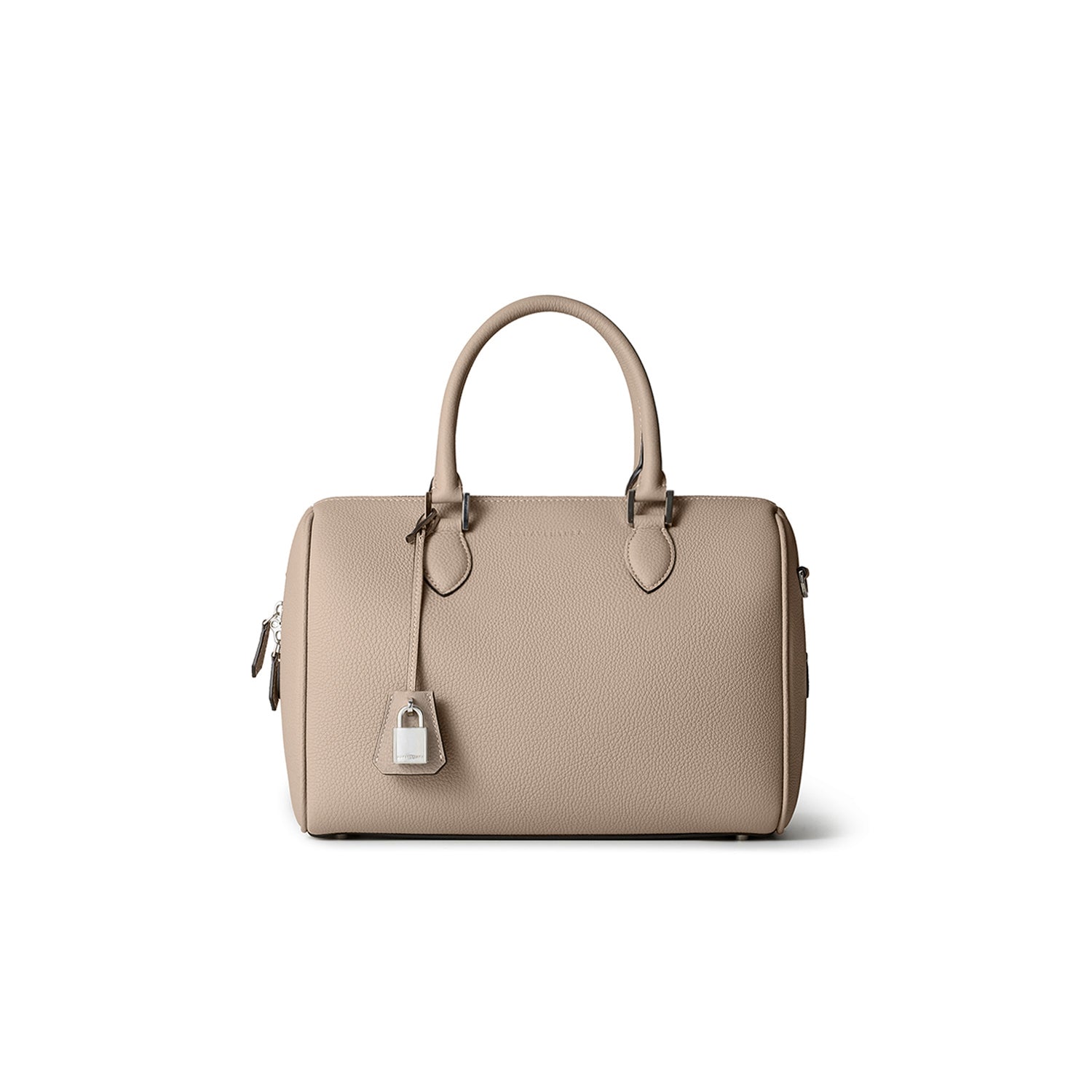 Valentina Boston Bag Shrink Leather (Greige - Small)