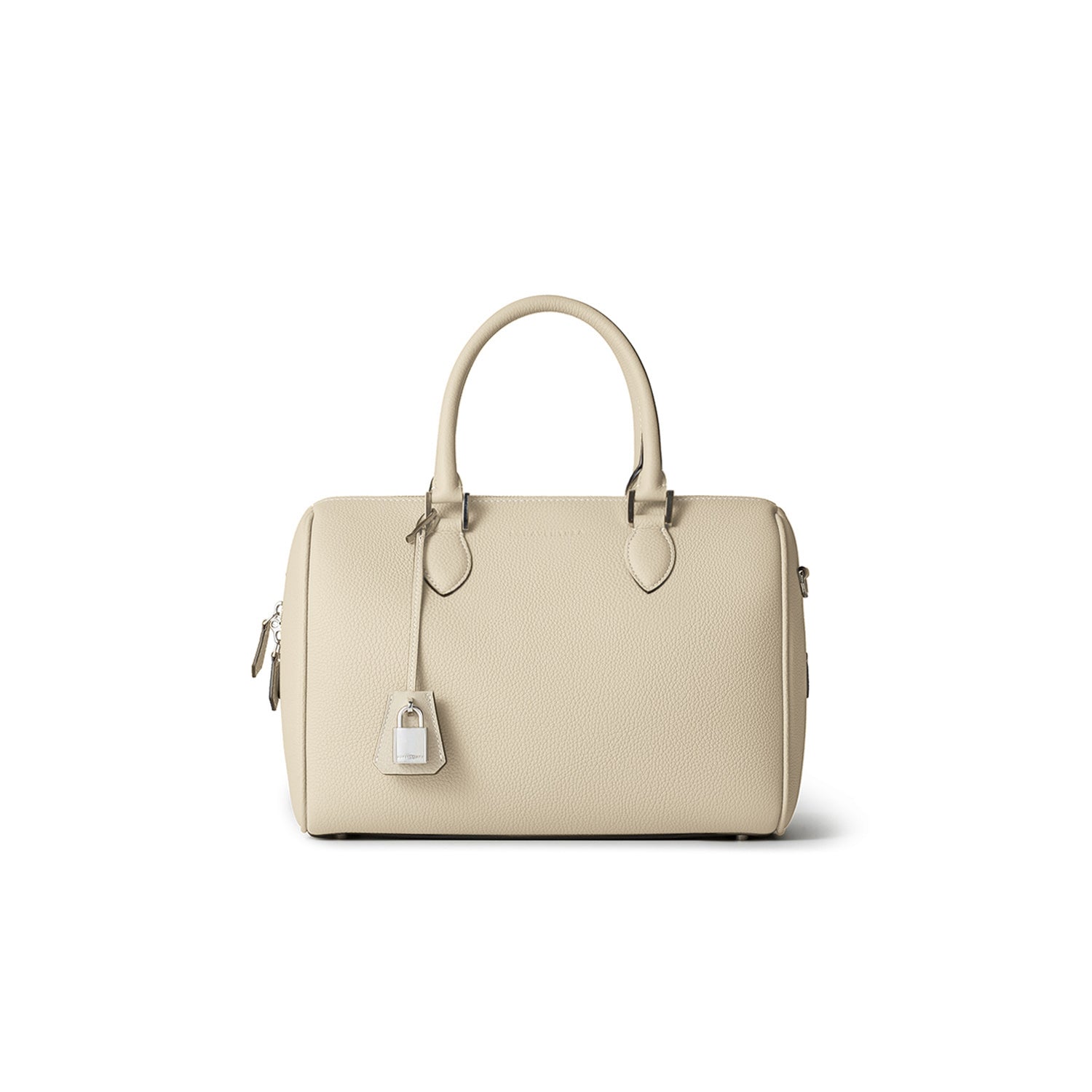 Valentina Boston Bag Shrink Leather (Ivory - Small)