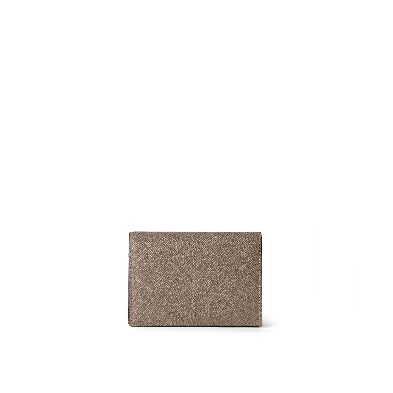 Bi-color Business Card Case with Sleeve Nobile Leather (Etoupe × Bordeaux)