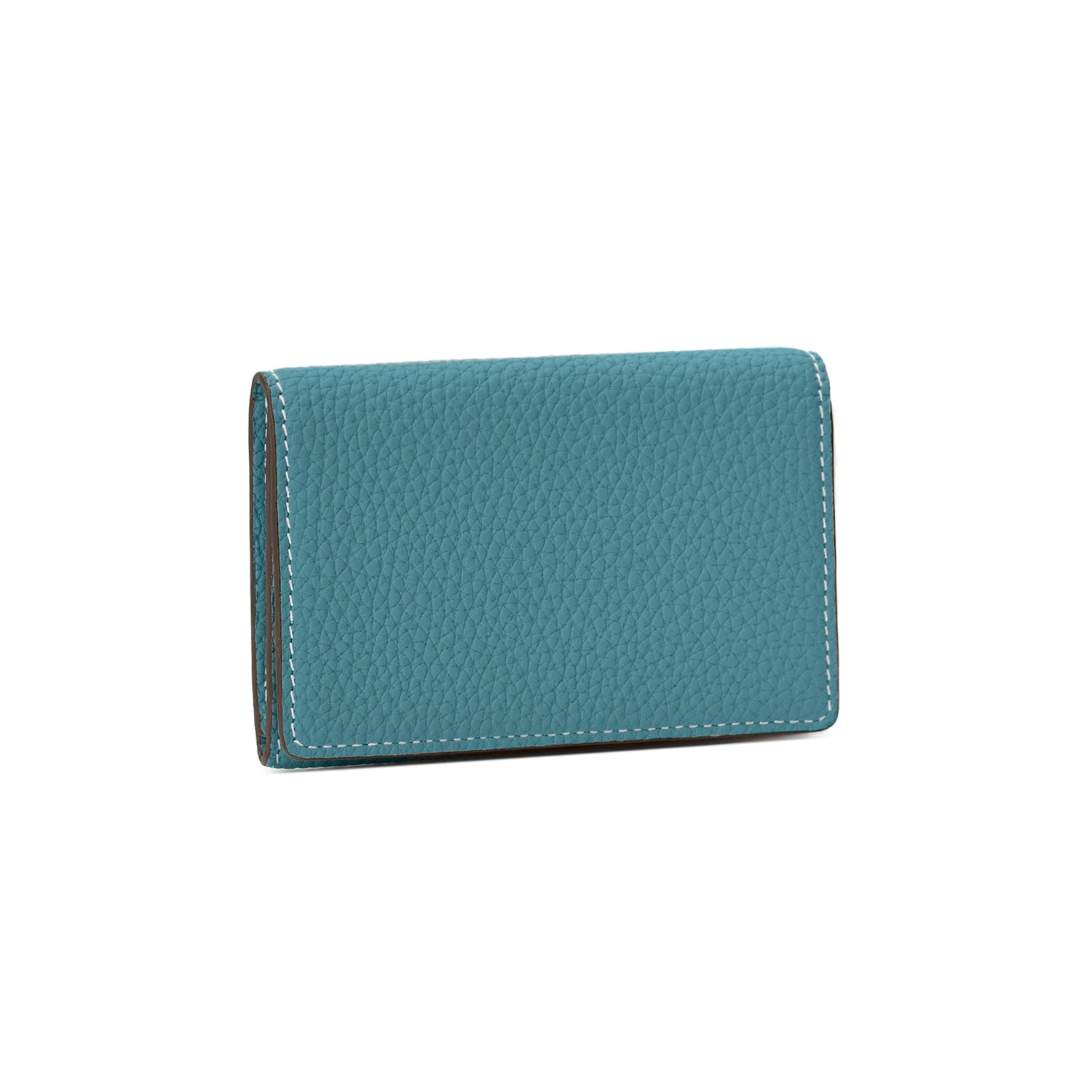 Business Card Case with Sleeve Shrink Leather (Blue Cyan × Charcoal Gray)