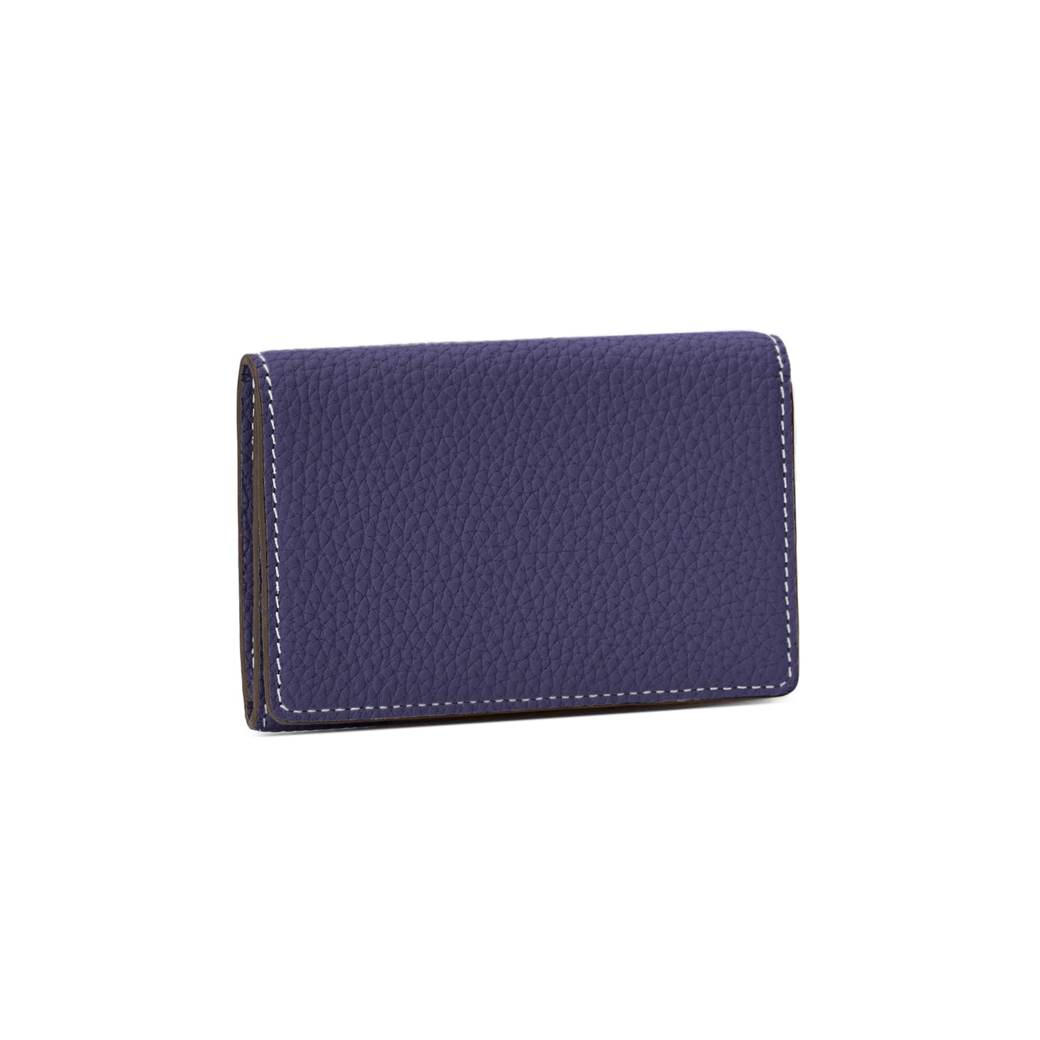 Business Card Case with Sleeve Shrink Leather (Indigo Blue × Etoupe)