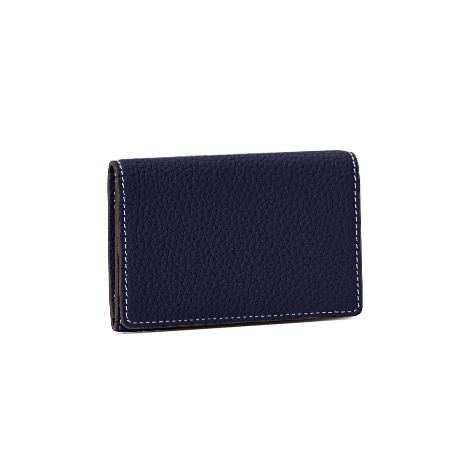 Business Card Case with Sleeve Shrink Leather (Navy × Black)