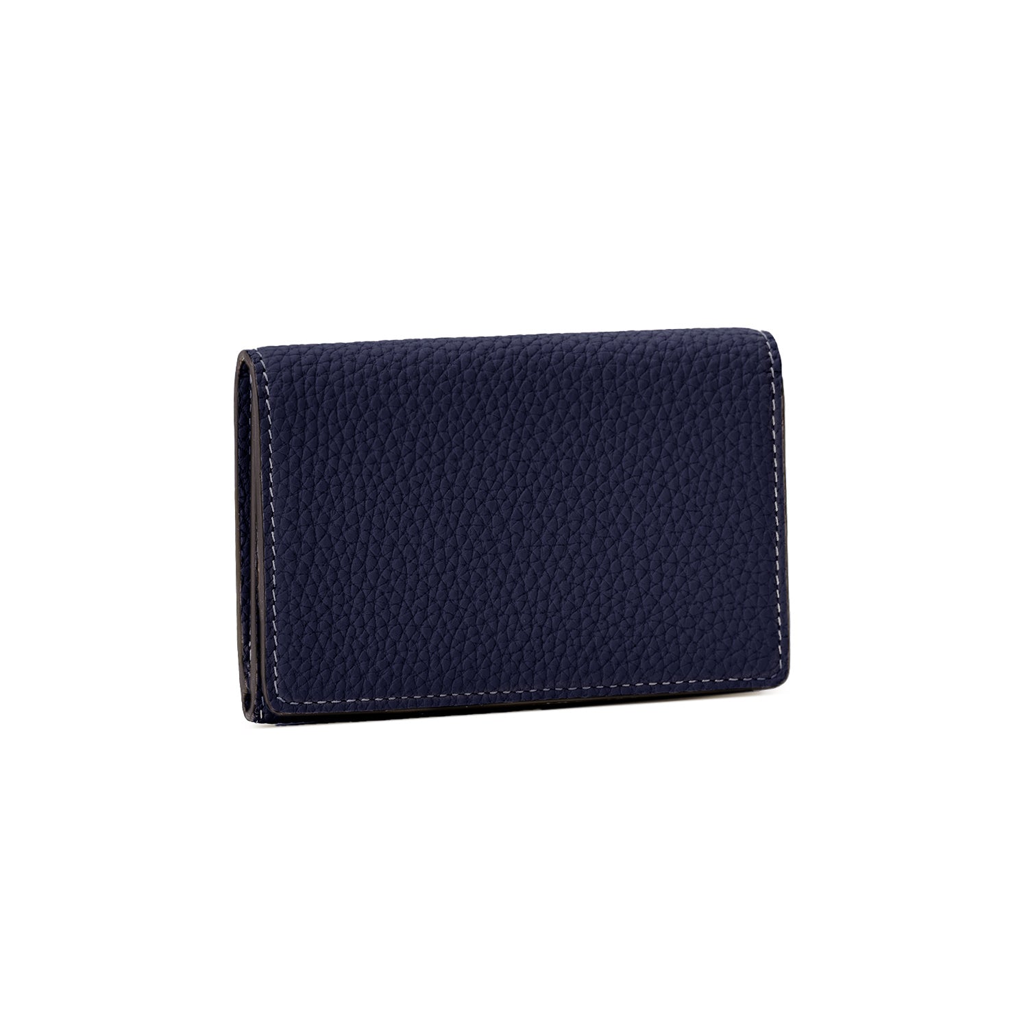 Business Card Case with Sleeve Shrink Leather (Navy × Greige)