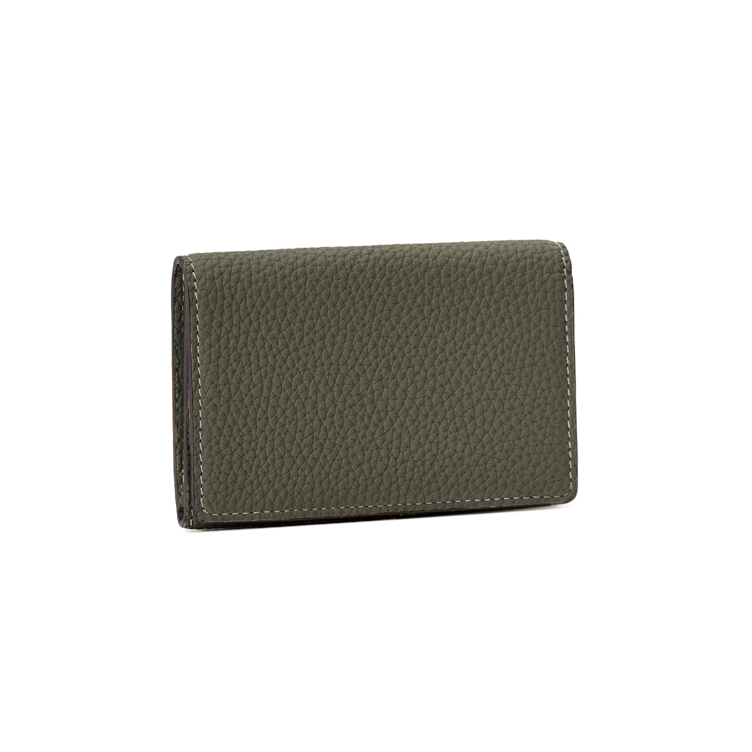 Business Card Case with Sleeve Shrink Leather (Olive × Greige)