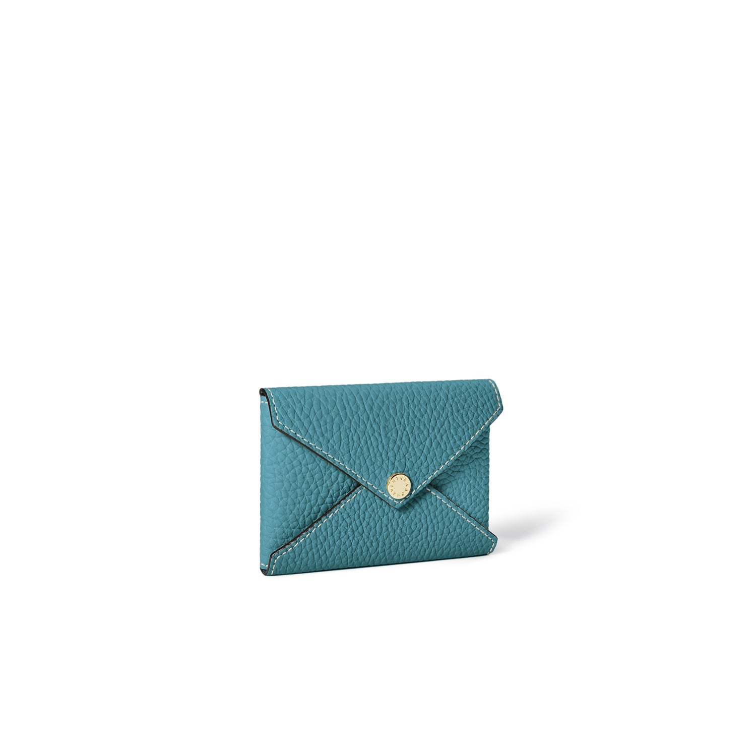 Envelope Card Case Shrink Leather (Blue Cyan)