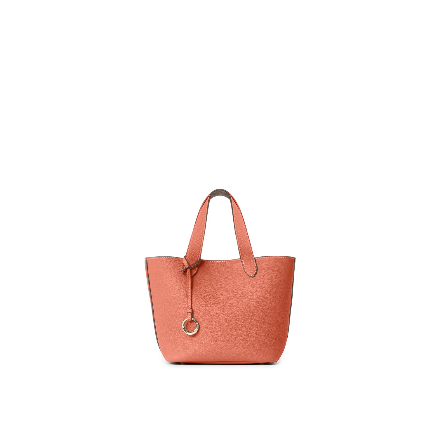Alina 2-way Tote Bag Small Shrink Leather (Terracotta Orange × Greige - Small)