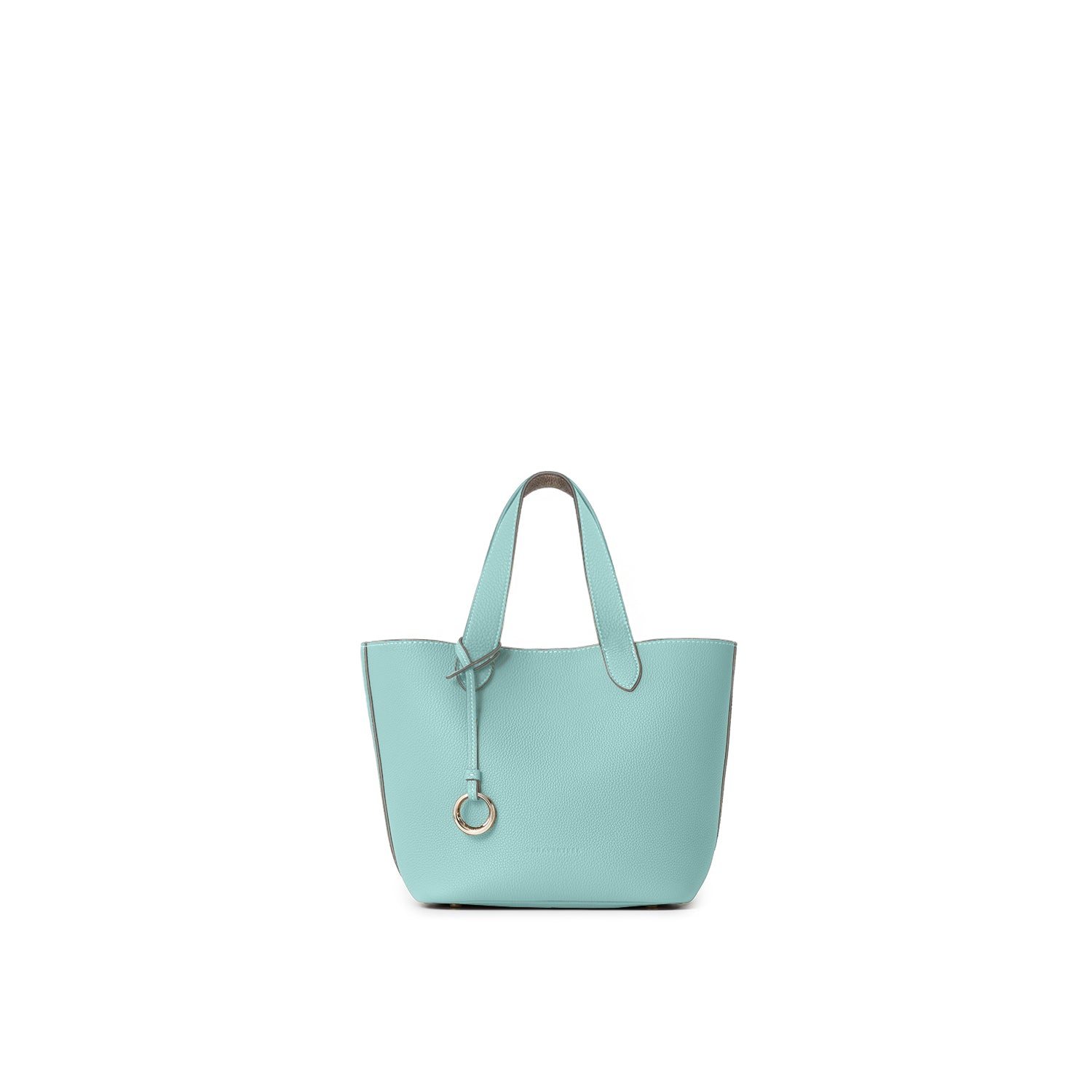Alina 2-way Tote Bag Small Shrink Leather (Mare Blue × Greige (Etoupe edge paint) - Small)