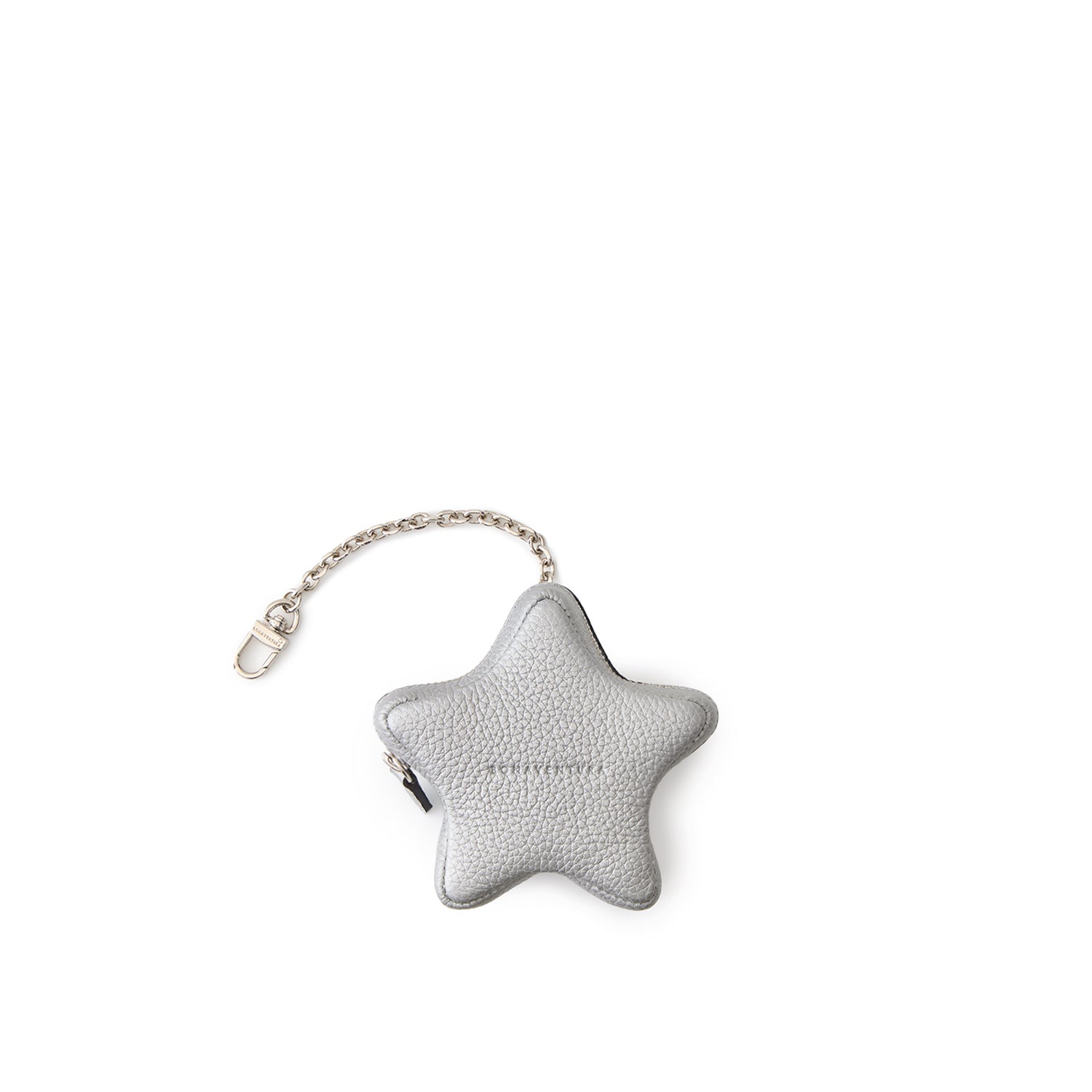 Star Mini Pouch with Chain Shrink Leather (Silver)