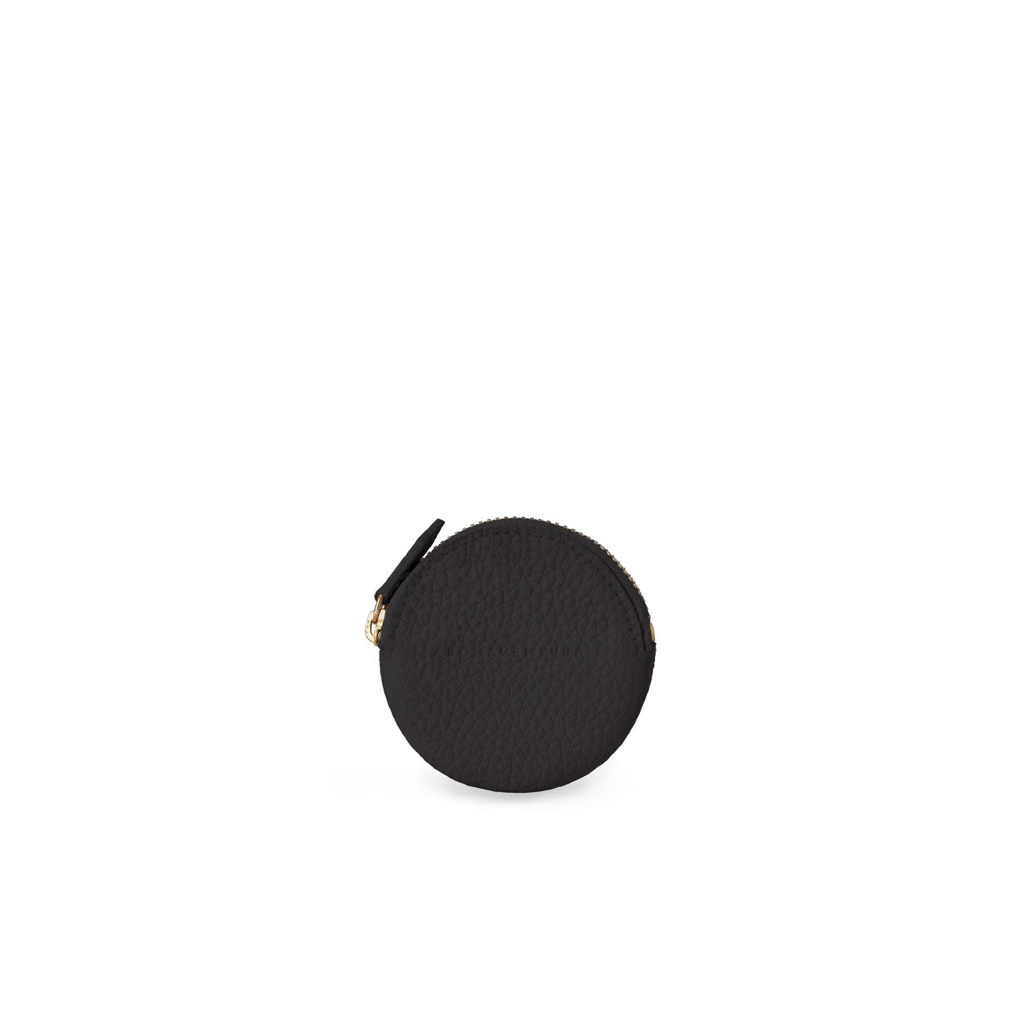 Round Coin Case Shrink Leather (Black)