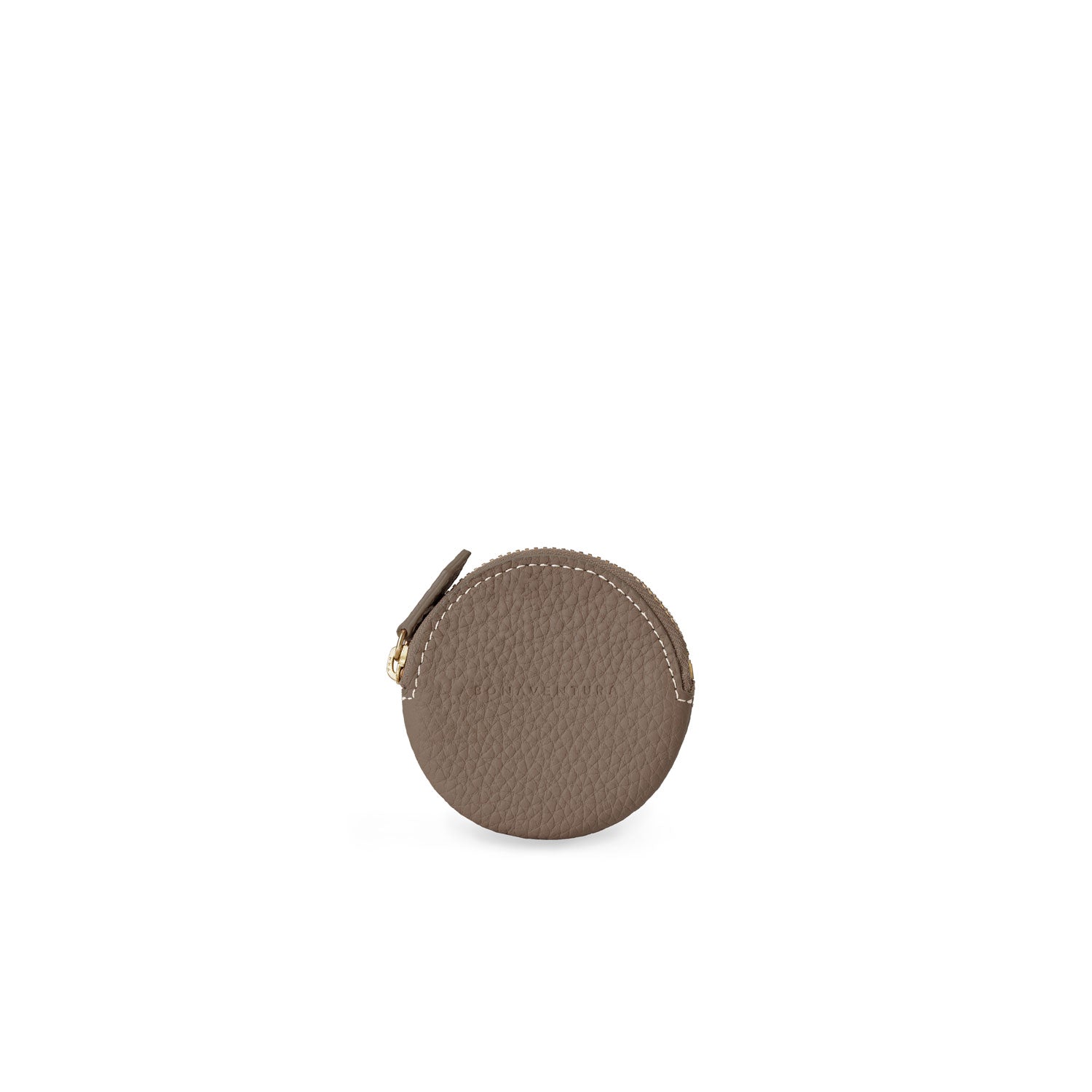 Round Coin Case Shrink Leather (Etoupe)