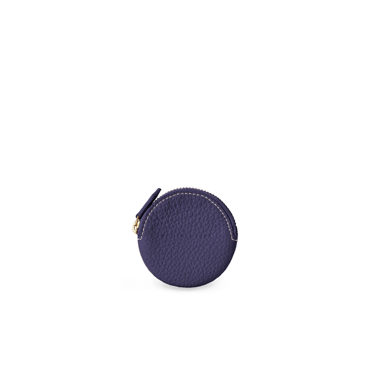 Round Coin Case Shrink Leather (Indigo Blue)