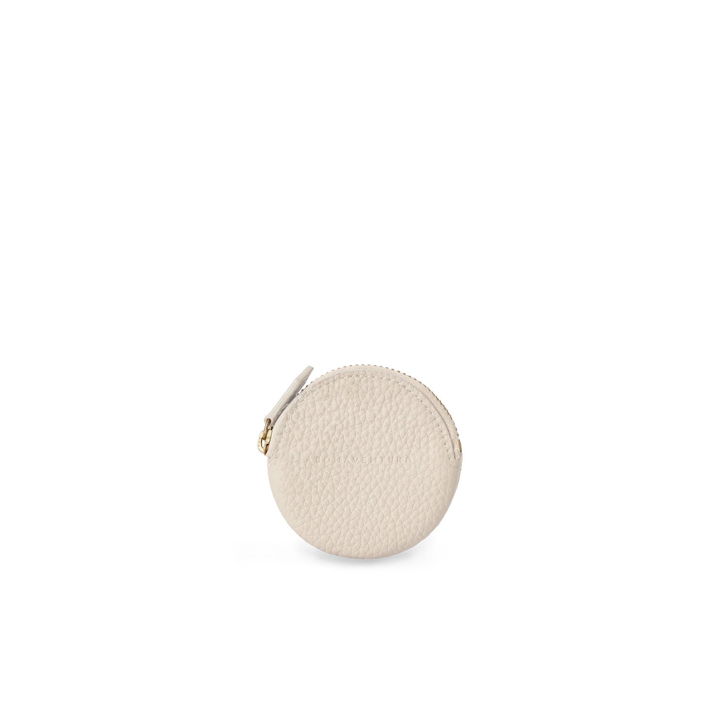 Round Coin Case Shrink Leather (Ivory)