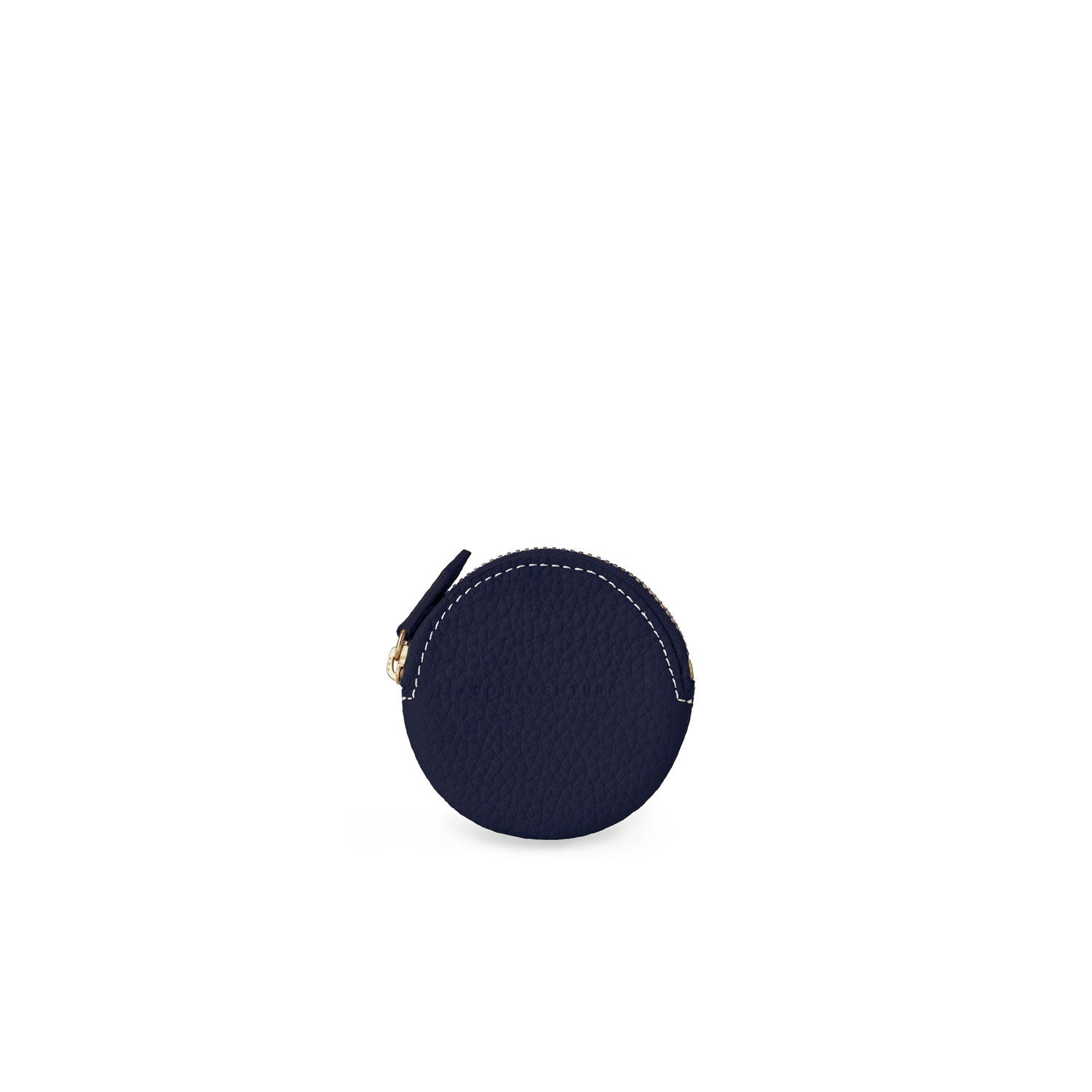 Round Coin Case Shrink Leather (Navy)