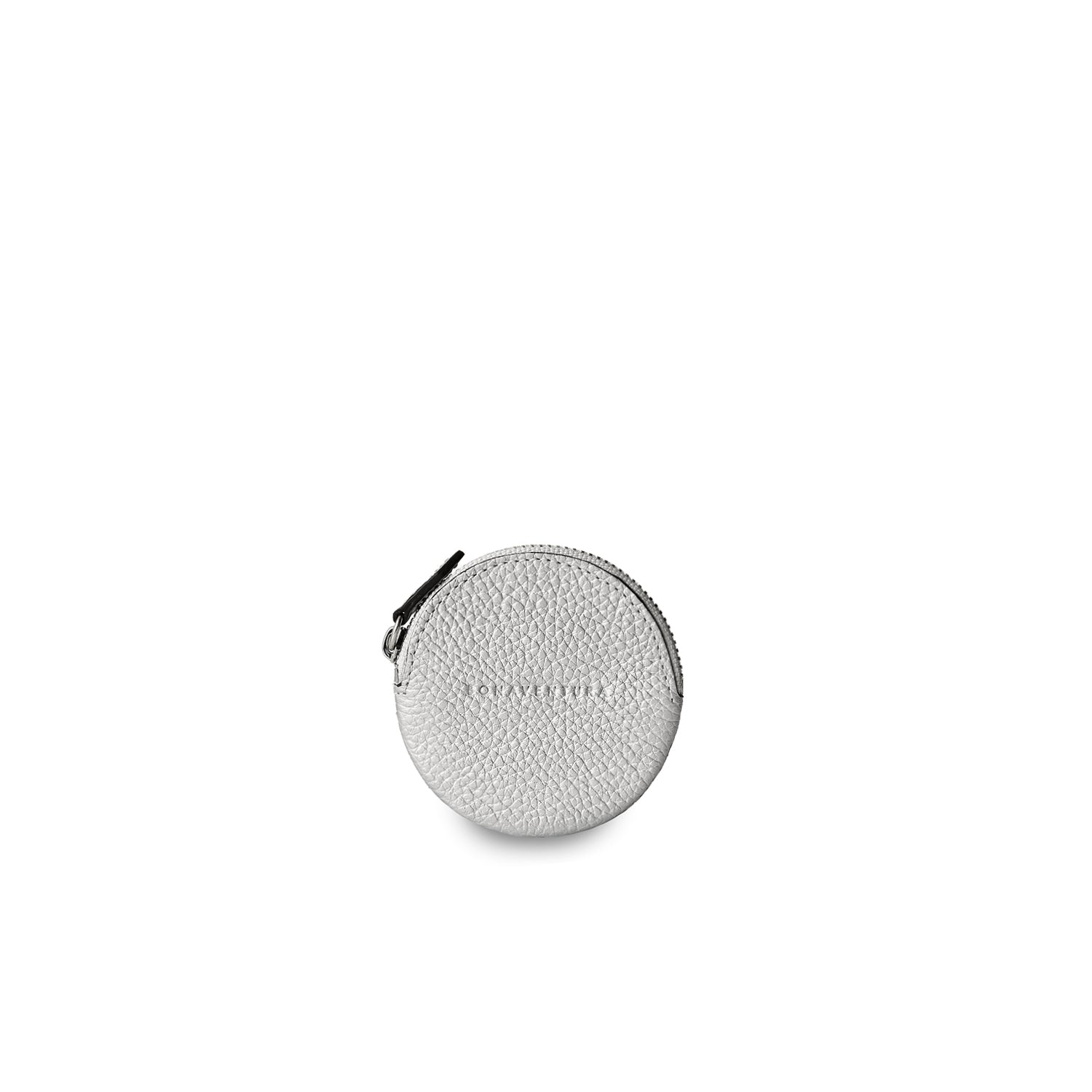 Round Coin Case Shrink Leather (Silver)