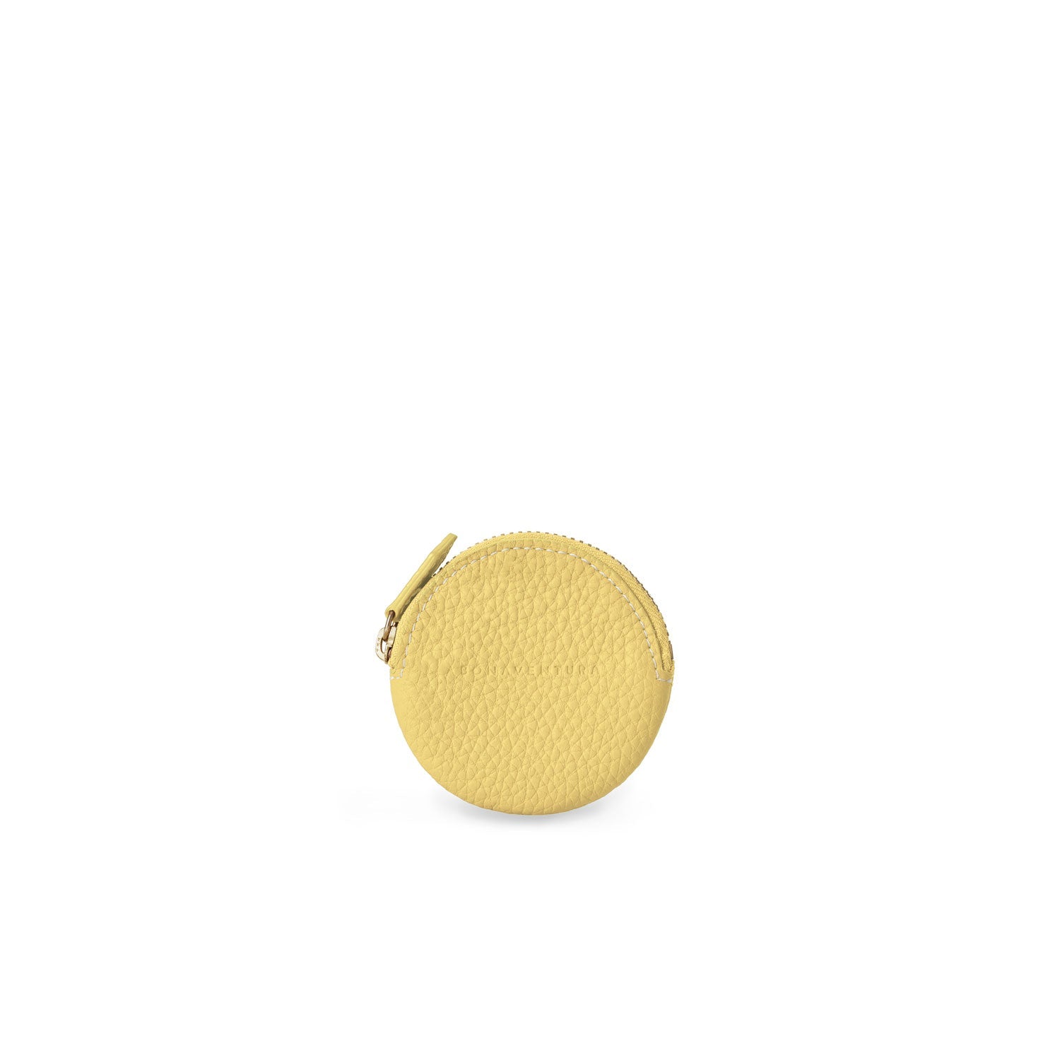Round Coin Case Shrink Leather (Yellow)
