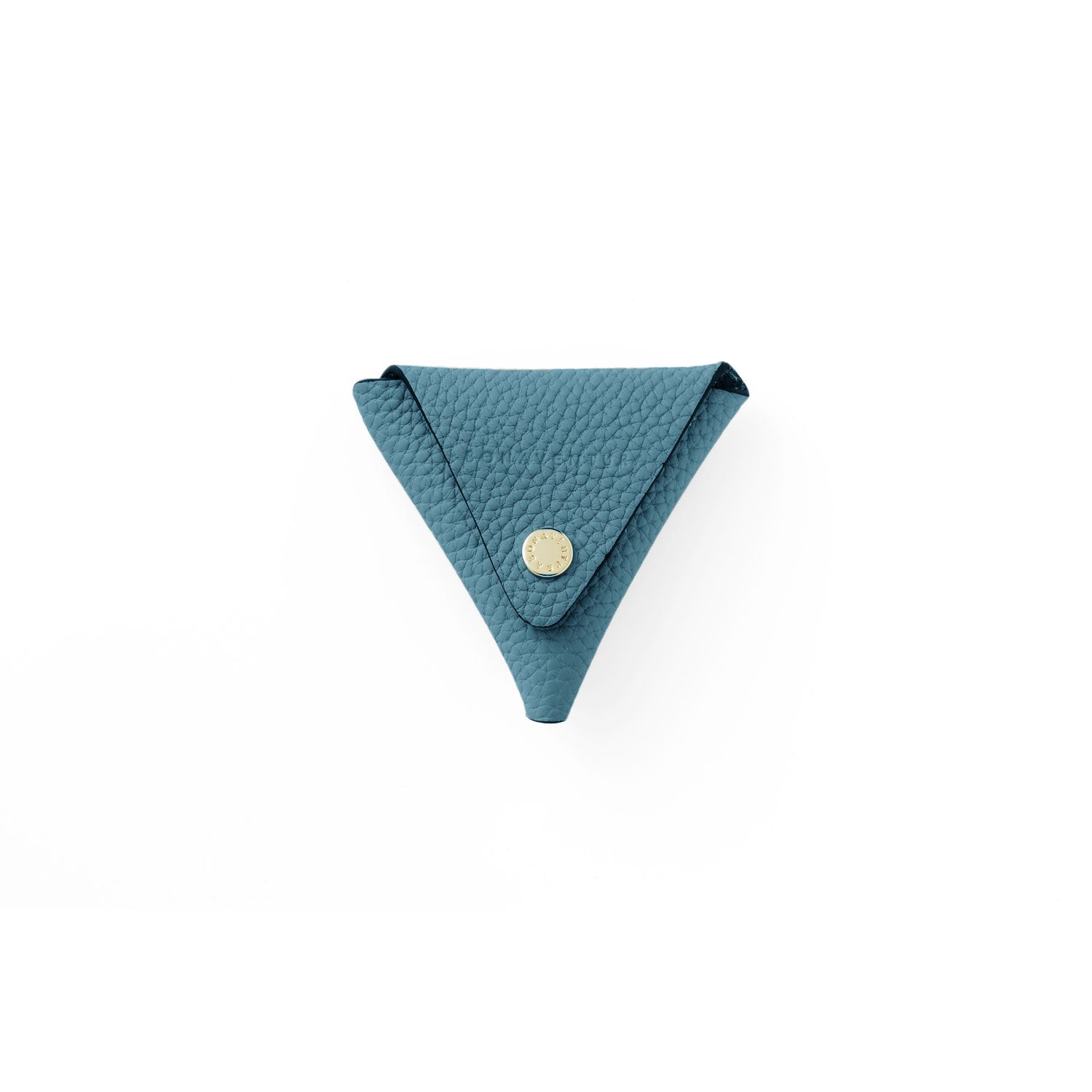 Triangle Coin Case Shrink Leather (Blue Cyan)