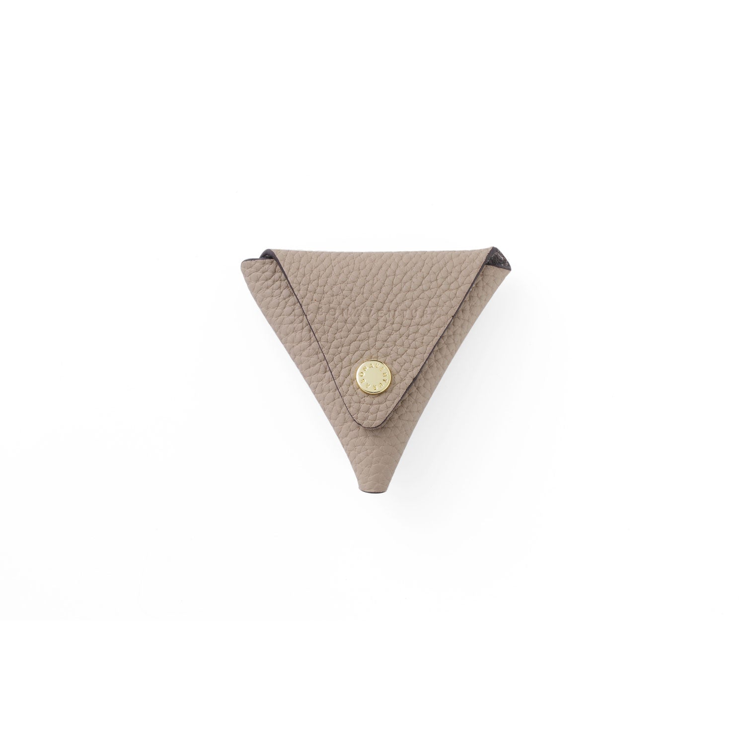 Triangle Coin Case Shrink Leather (Greige)