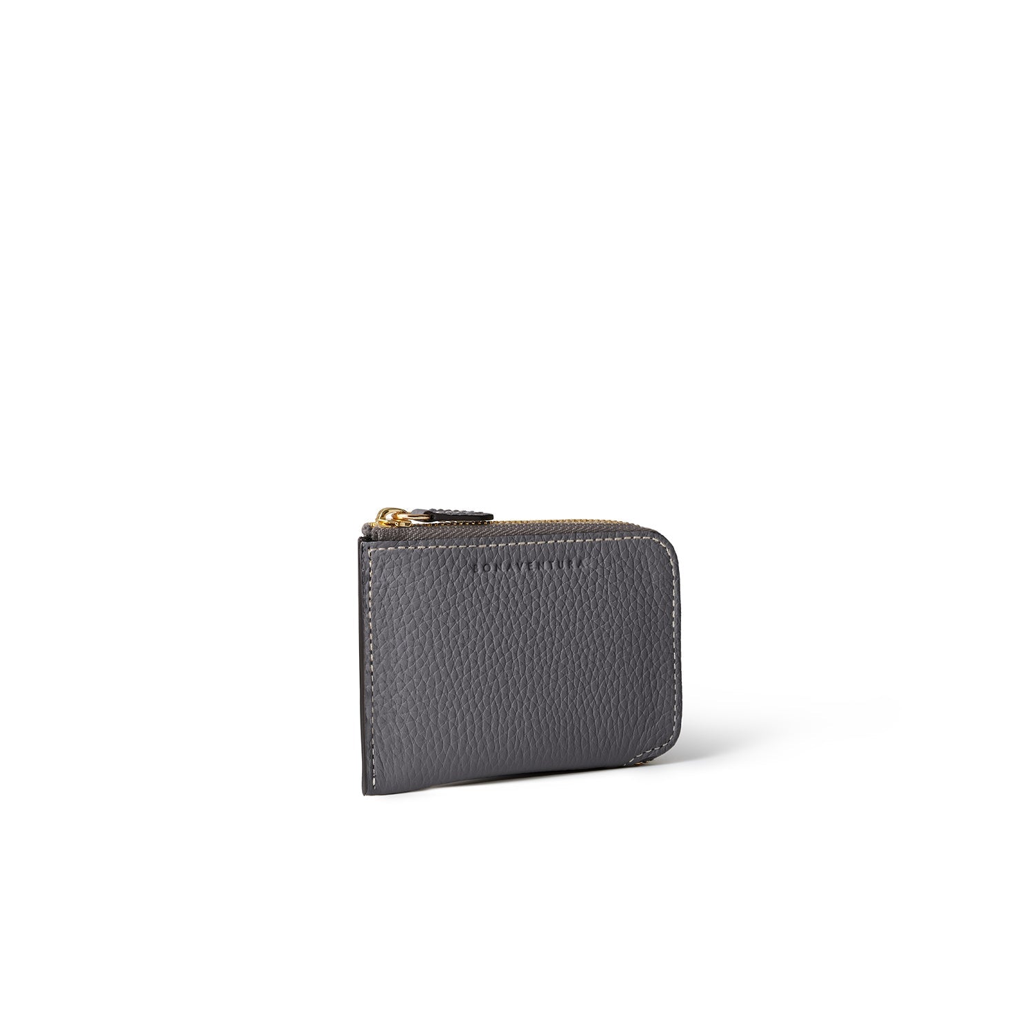 Square Card Coin Case Shrink Leather (Charcoal Gray × True Gray)