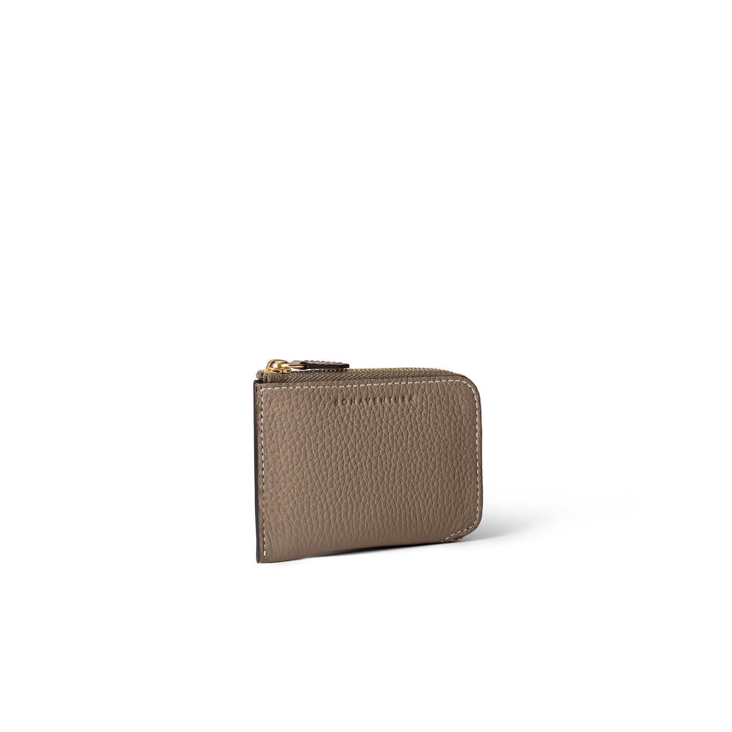 Square Card Coin Case Shrink Leather (Etoupe × Yellow)
