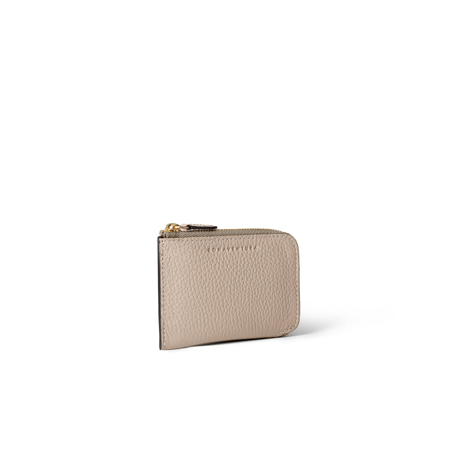Square Card Coin Case Shrink Leather (Greige × Baby Pink)