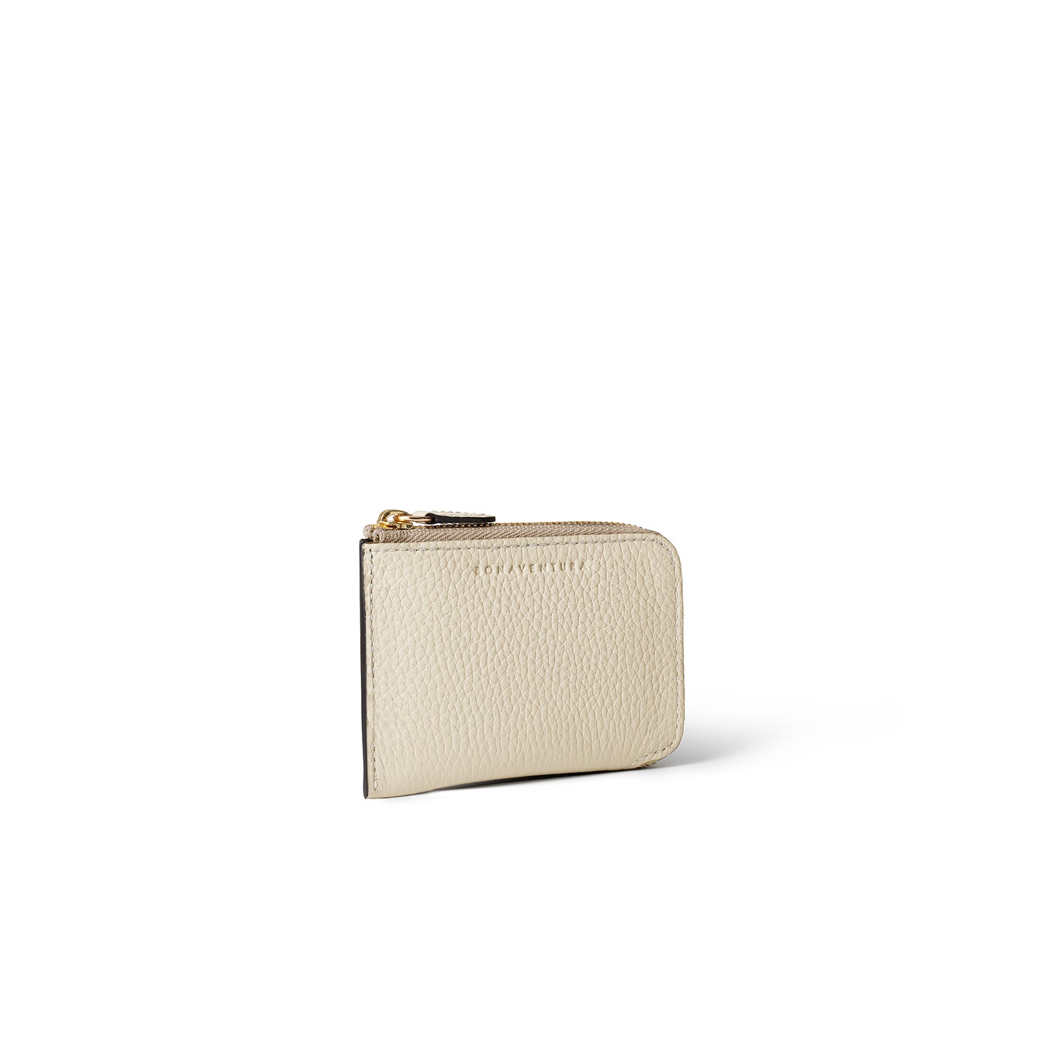 Square Card Coin Case Shrink Leather (Ivory × Etoupe)