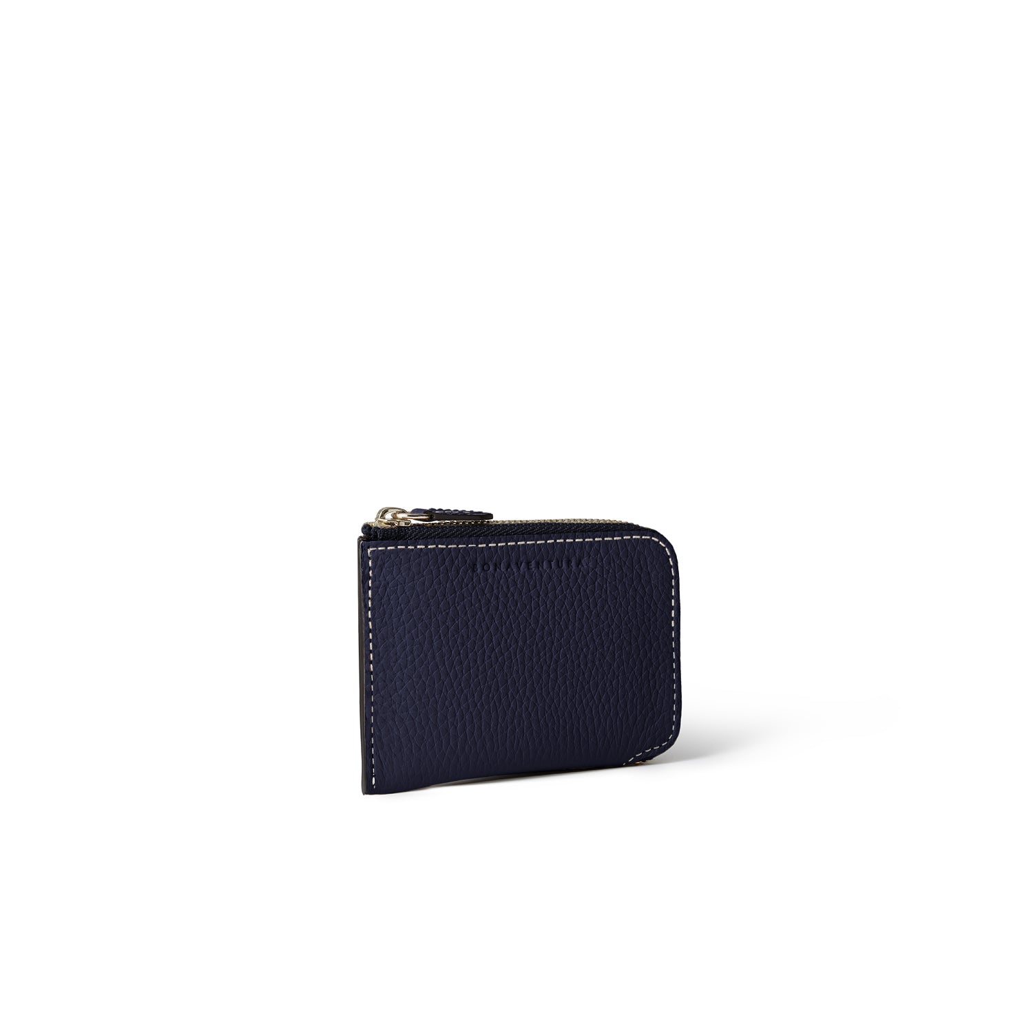 Square Card Coin Case Shrink Leather (Navy × Greige)
