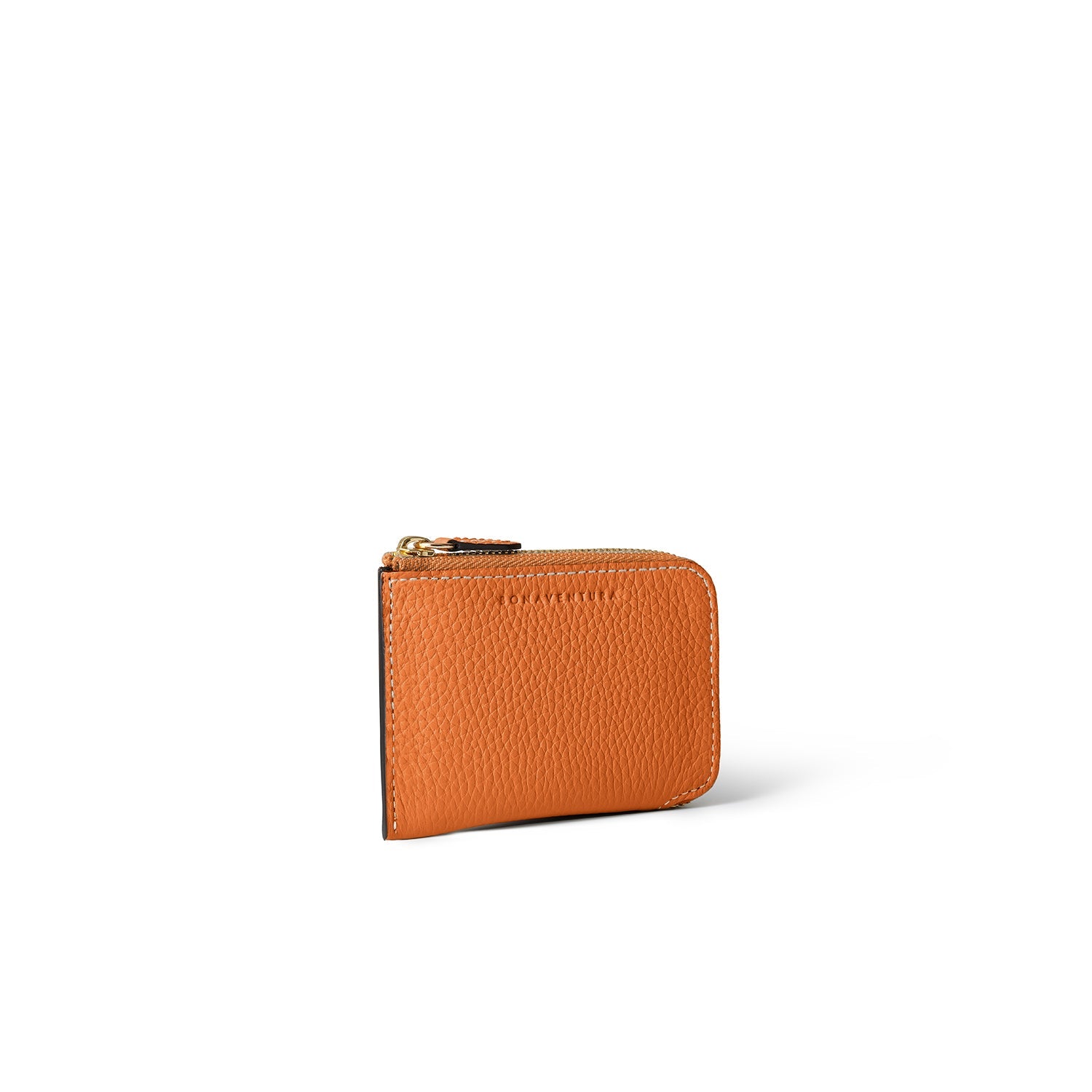 Square Card Coin Case Shrink Leather (Orange × Etoupe)