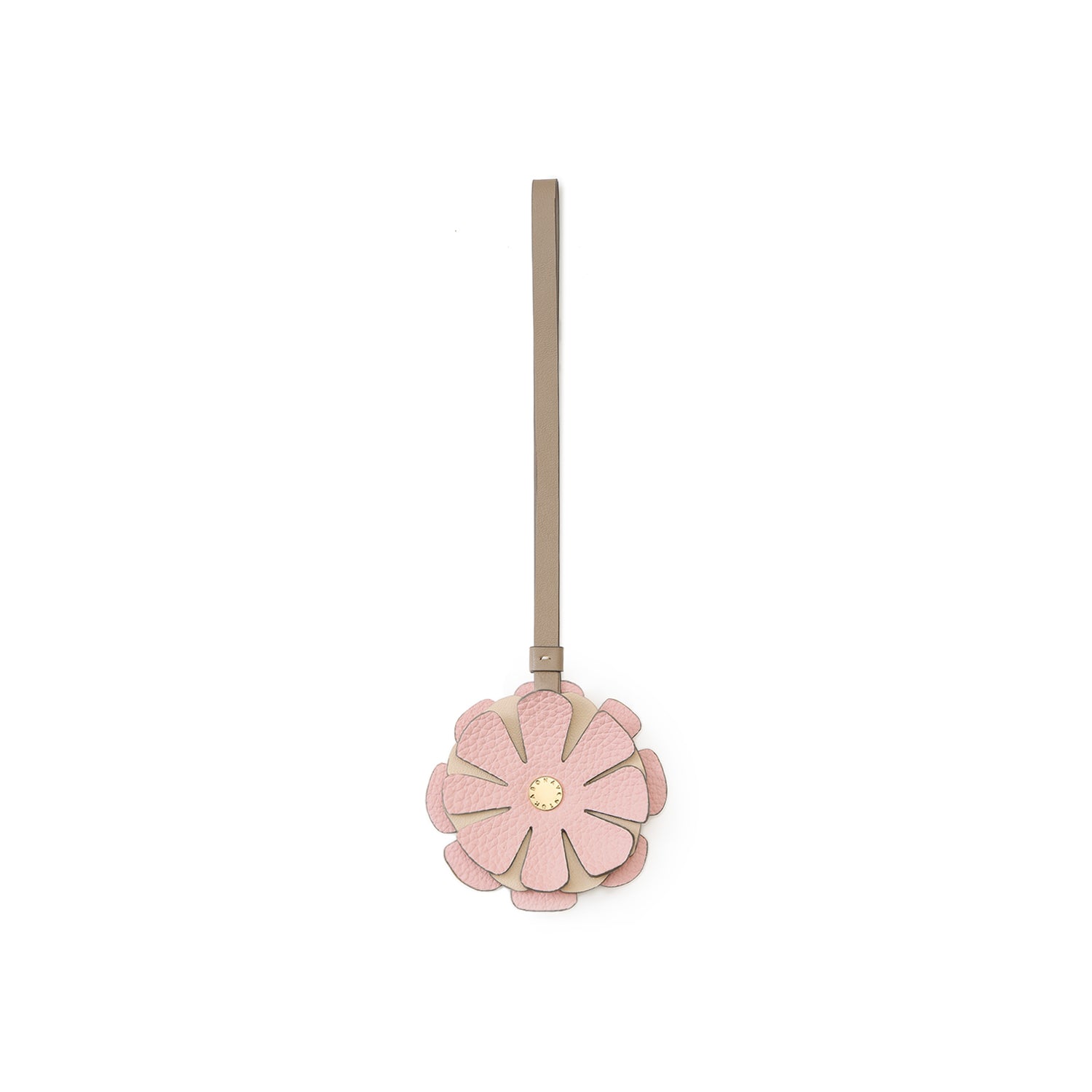 Animal Charm Flower Shrink Leather (Sakura Pink × Greige)