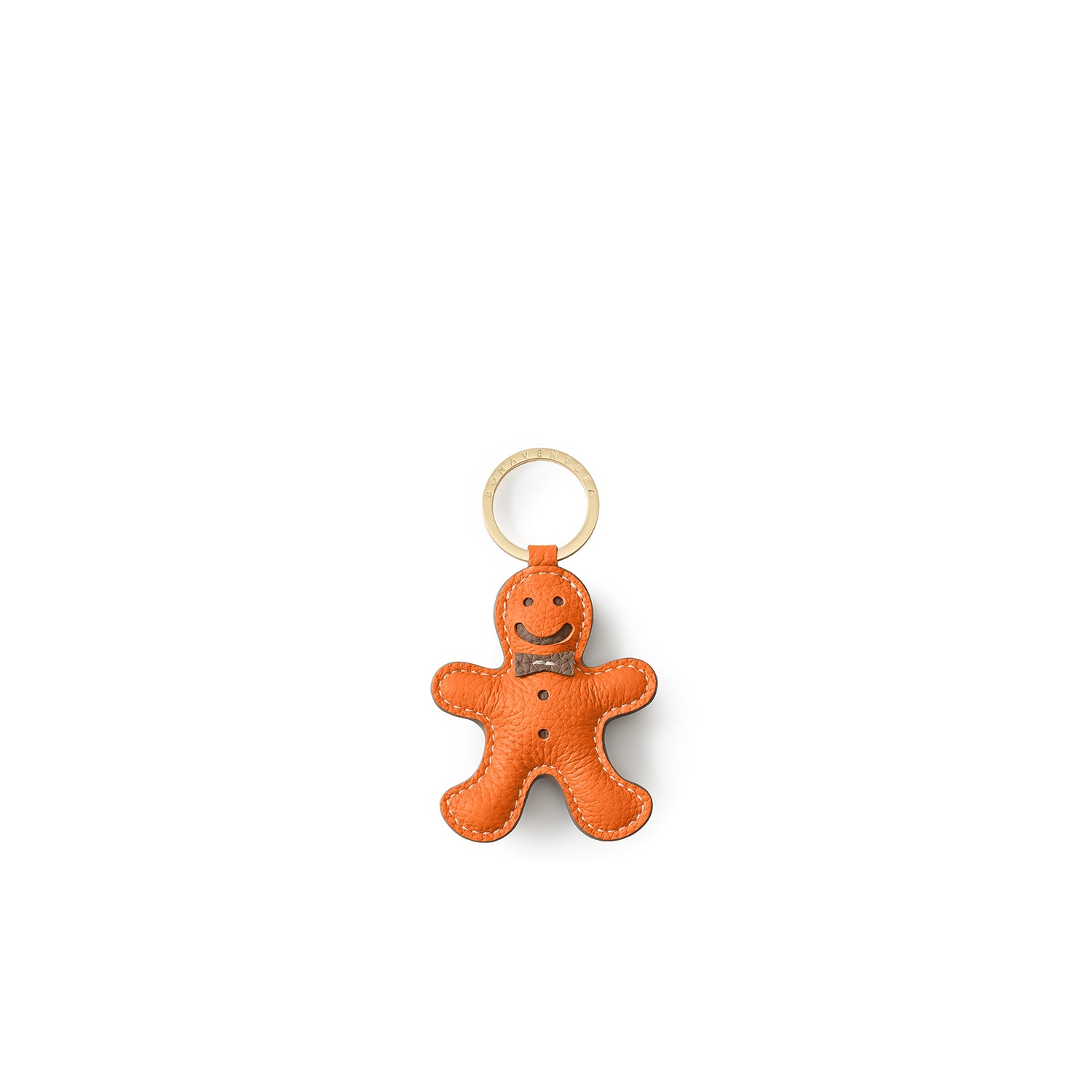 Key Ring Charm Shrink Leather (Orange × Etoupe - Gingerman)