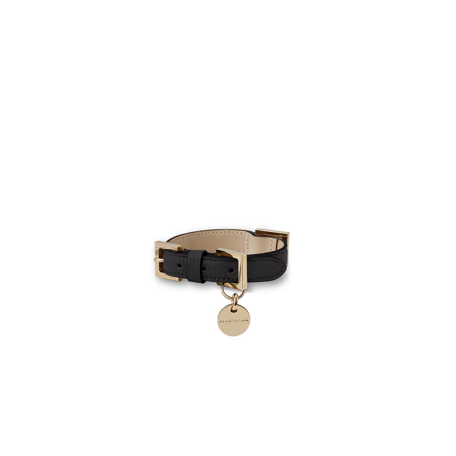 BONAVENTURA × FRIDA Firenze Collar for Pets Shrink Leather (Black - 30)