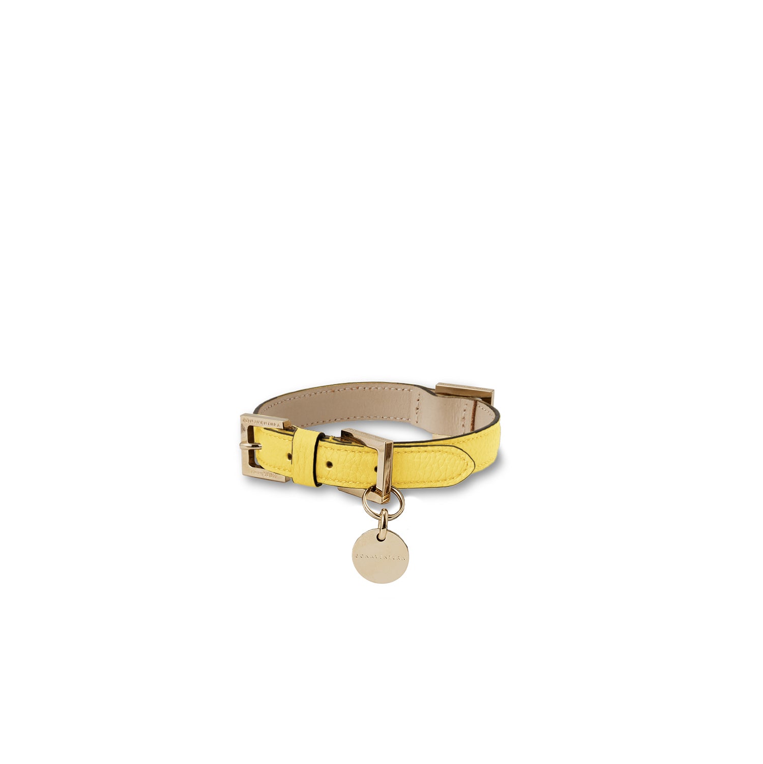 BONAVENTURA × FRIDA Firenze Collar for Pets Shrink Leather (Yellow - 35)
