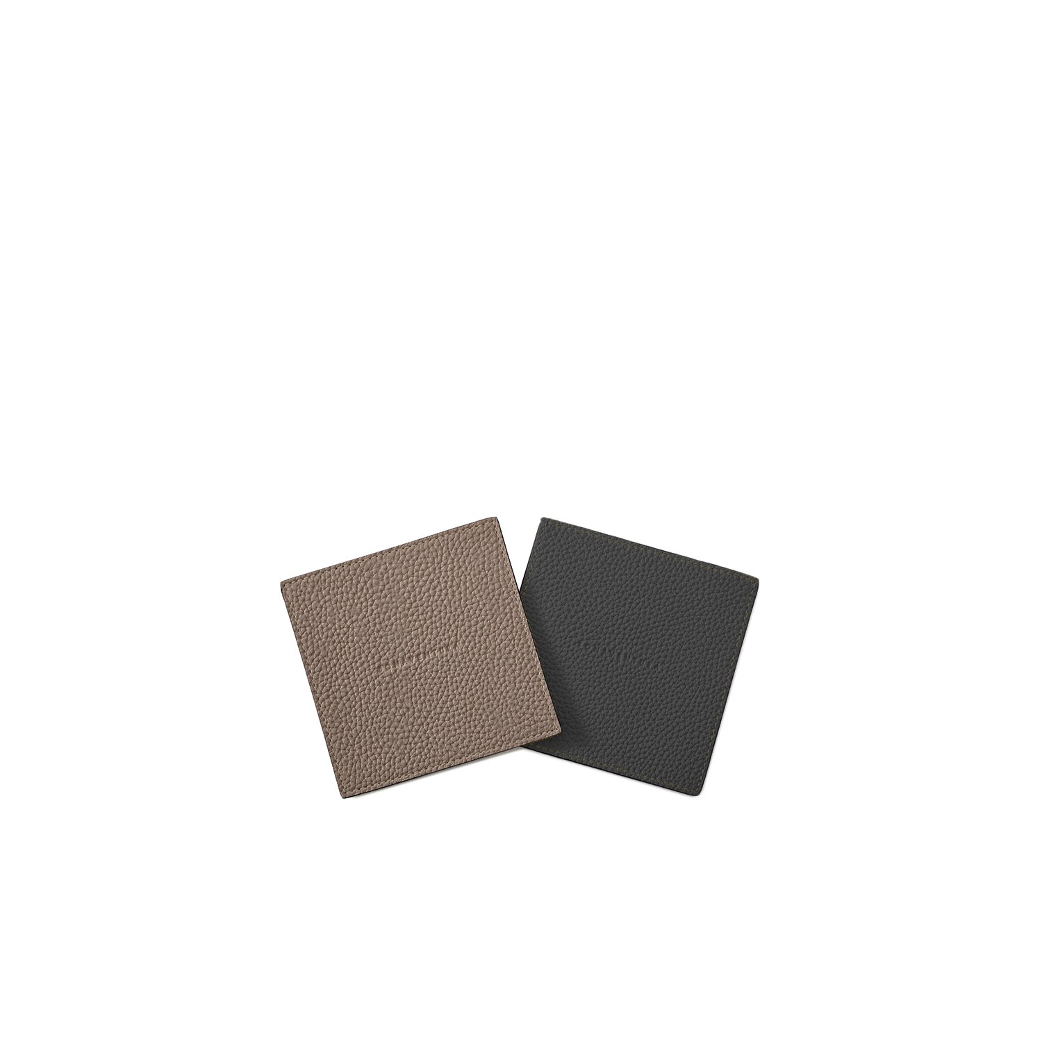 Reversible Square Coaster Set Shrink Leather (Etoupe × Black)