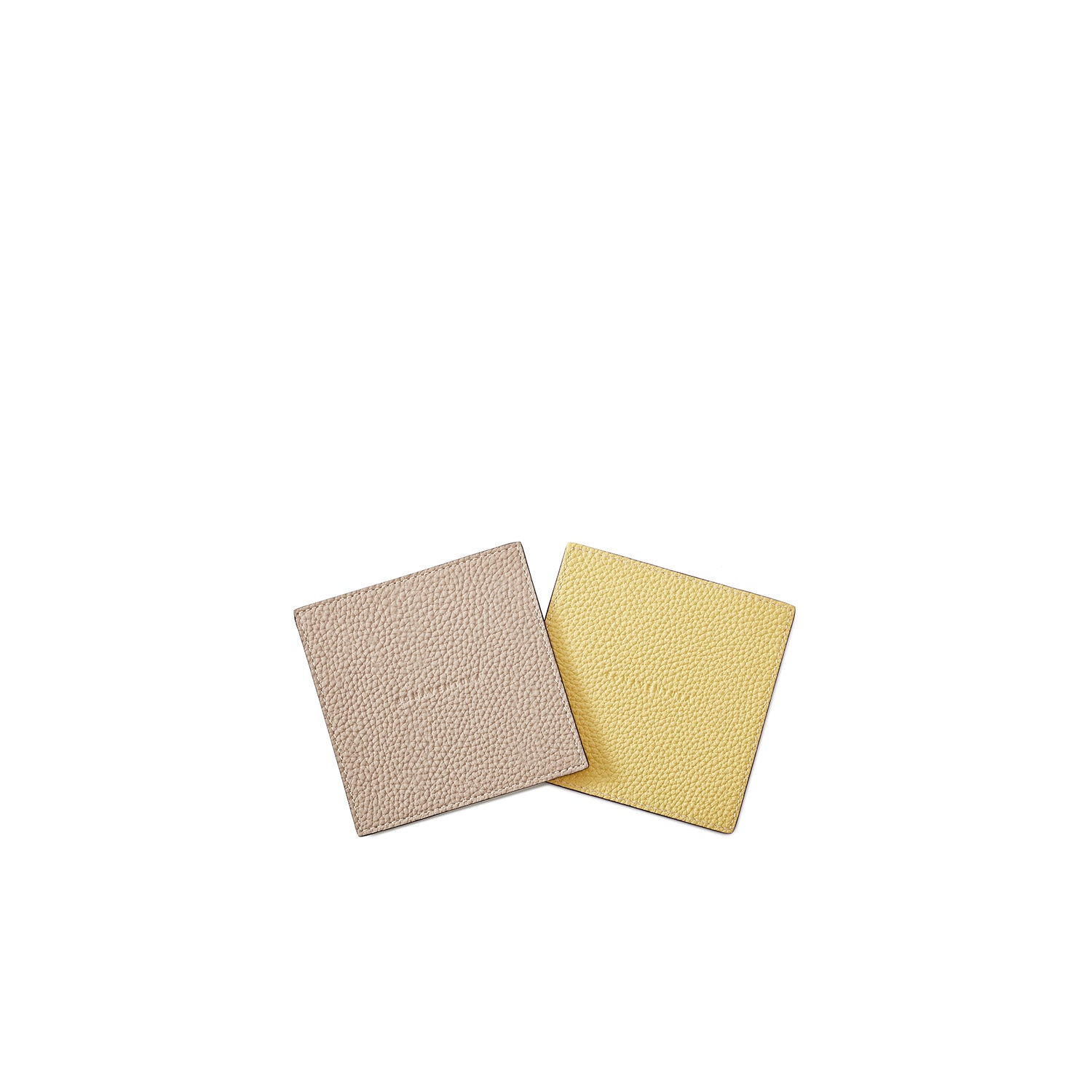 Reversible Square Coaster Set Shrink Leather (Greige × Yellow)