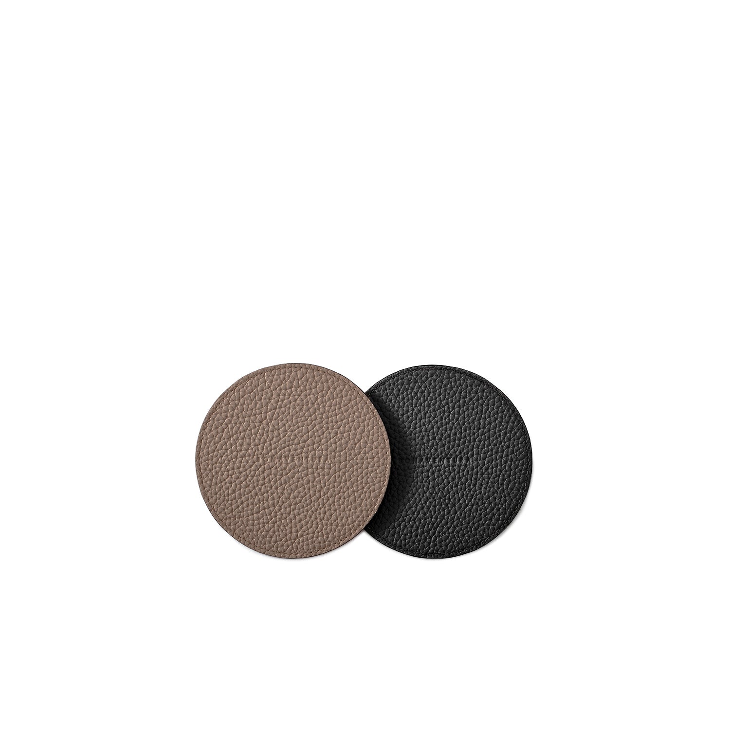 Reversible Round Coaster Set Shrink Leather (Etoupe × Black)
