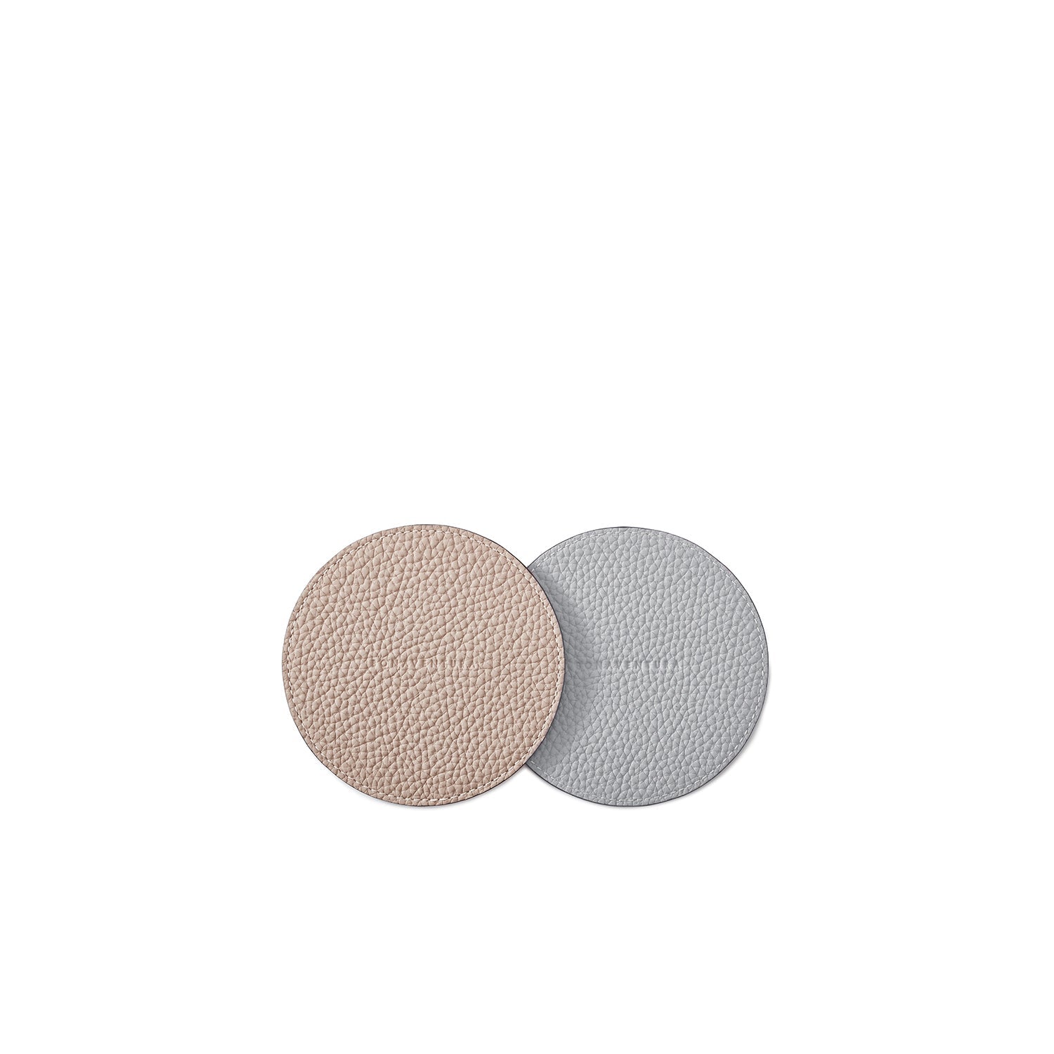 Reversible Round Coaster Set Shrink Leather (Greige × True Gray)