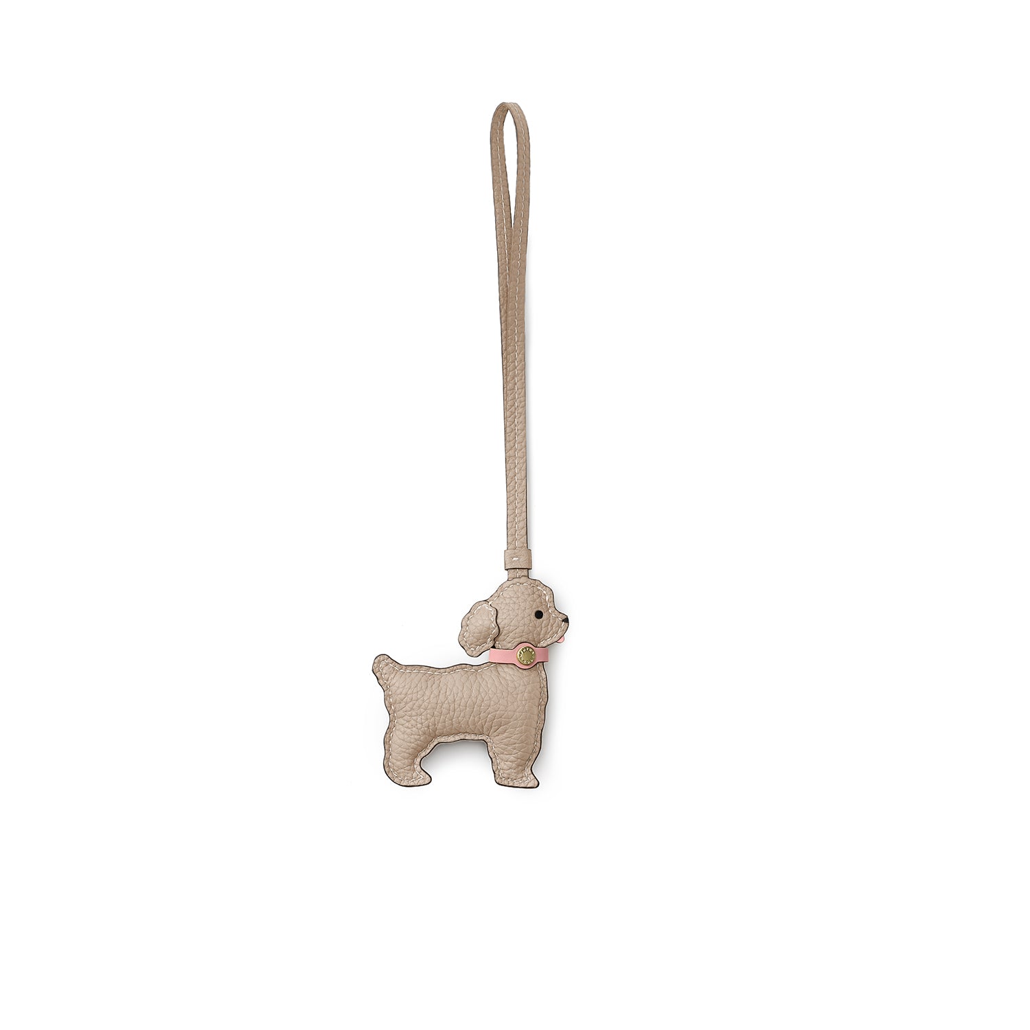 Animal Charm Dog Shrink Leather (Greige × Sakura Pink)