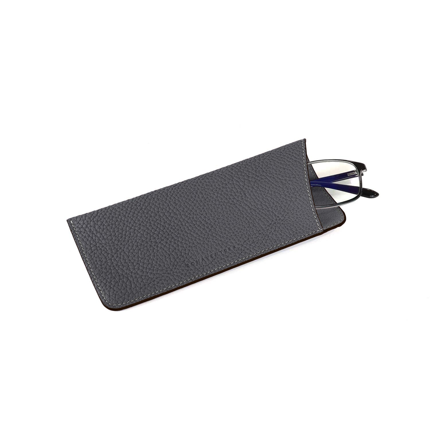 Eyeglass Case Shrink Leather (Charcoal Gray)